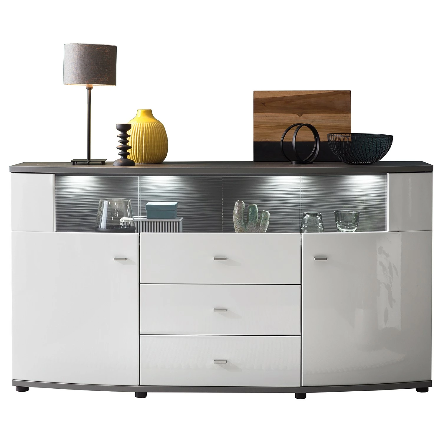 Loftscape Sideboard Intento II - Hochglanz Weiß / Anthrazit – Bild 8
