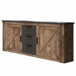 Trendteam Sideboard Georgia - Dunkelgrau / Eiche Rustikal Dekor