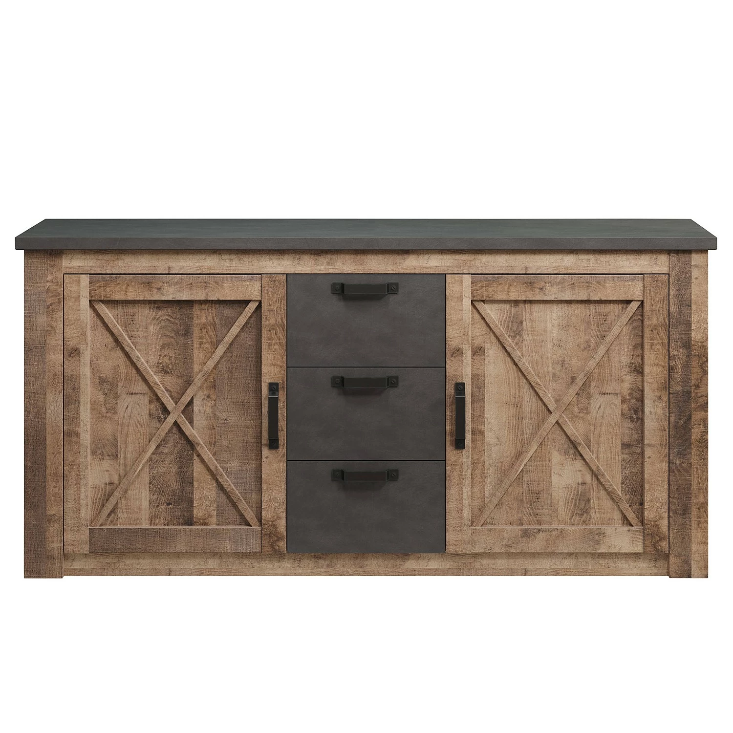 Trendteam Sideboard Georgia - Dunkelgrau / Eiche Rustikal Dekor – Bild 6