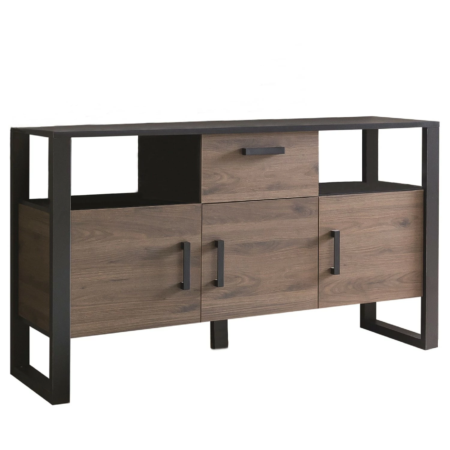 Red Living Sideboard Norddal - Nussbaum Dekor / Schwarz