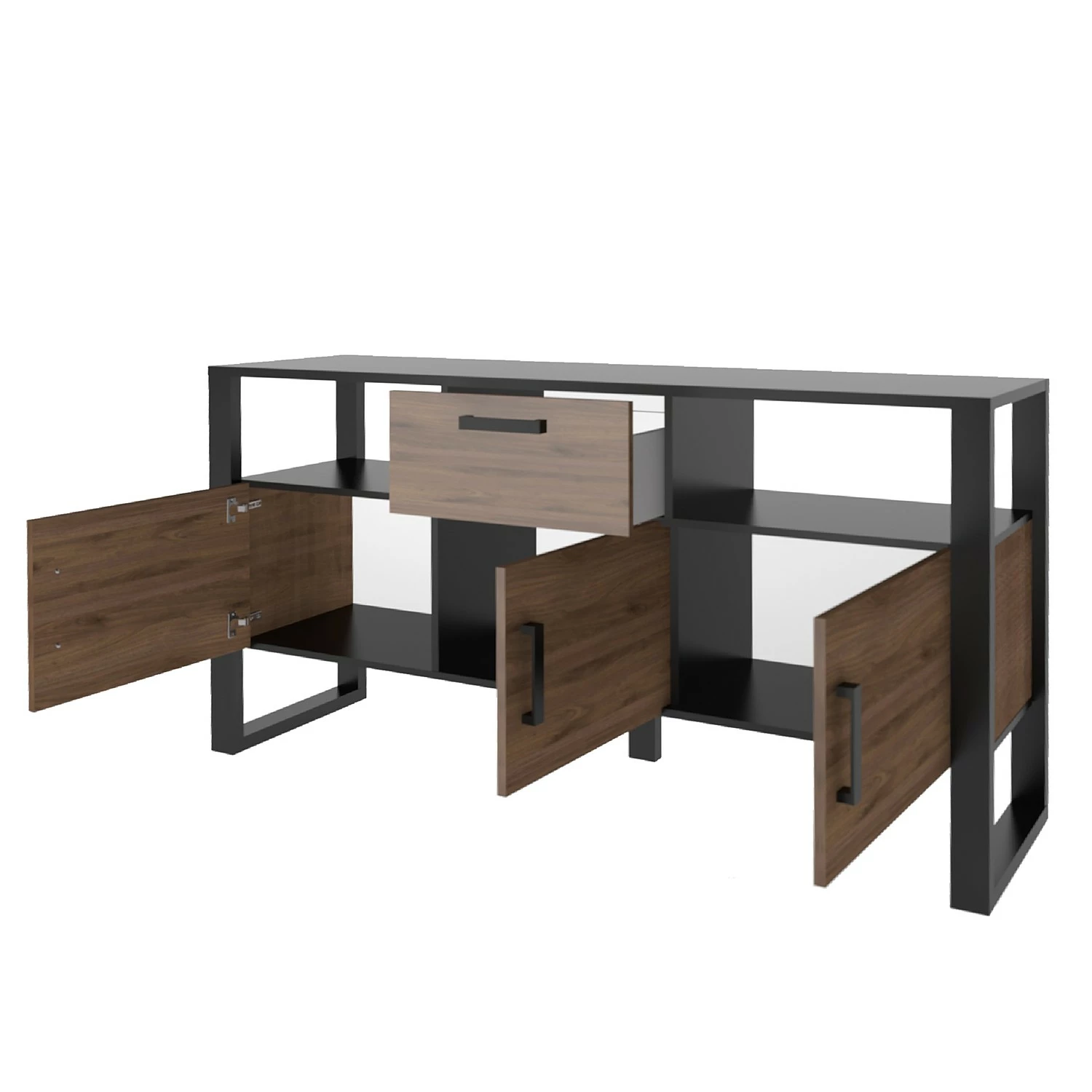 Red Living Sideboard Norddal - Nussbaum Dekor / Schwarz – Bild 6