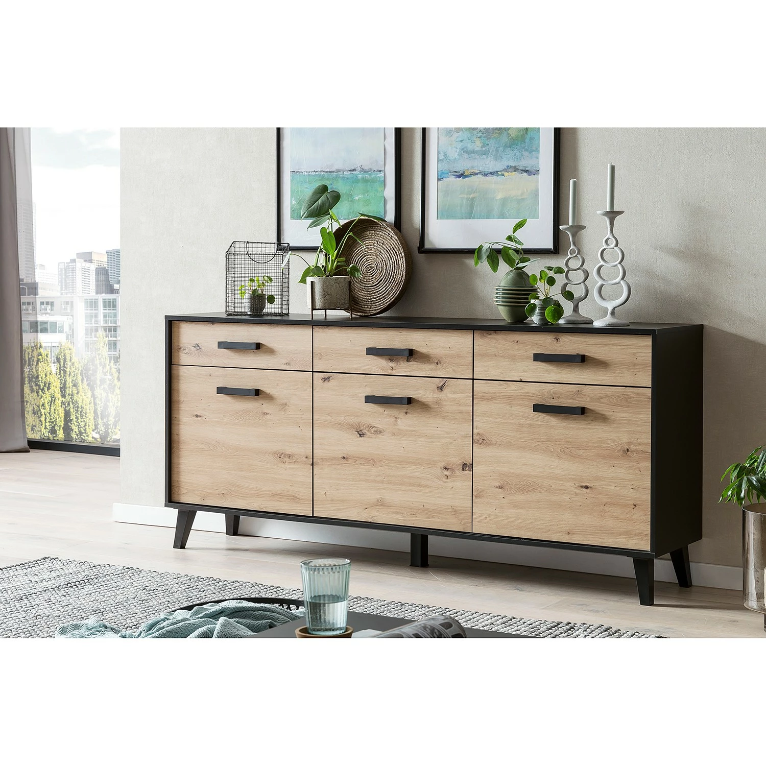 Norrwood Sideboard Argenteuil I - Eiche Artisan Dekor / Schwarz – Bild 3