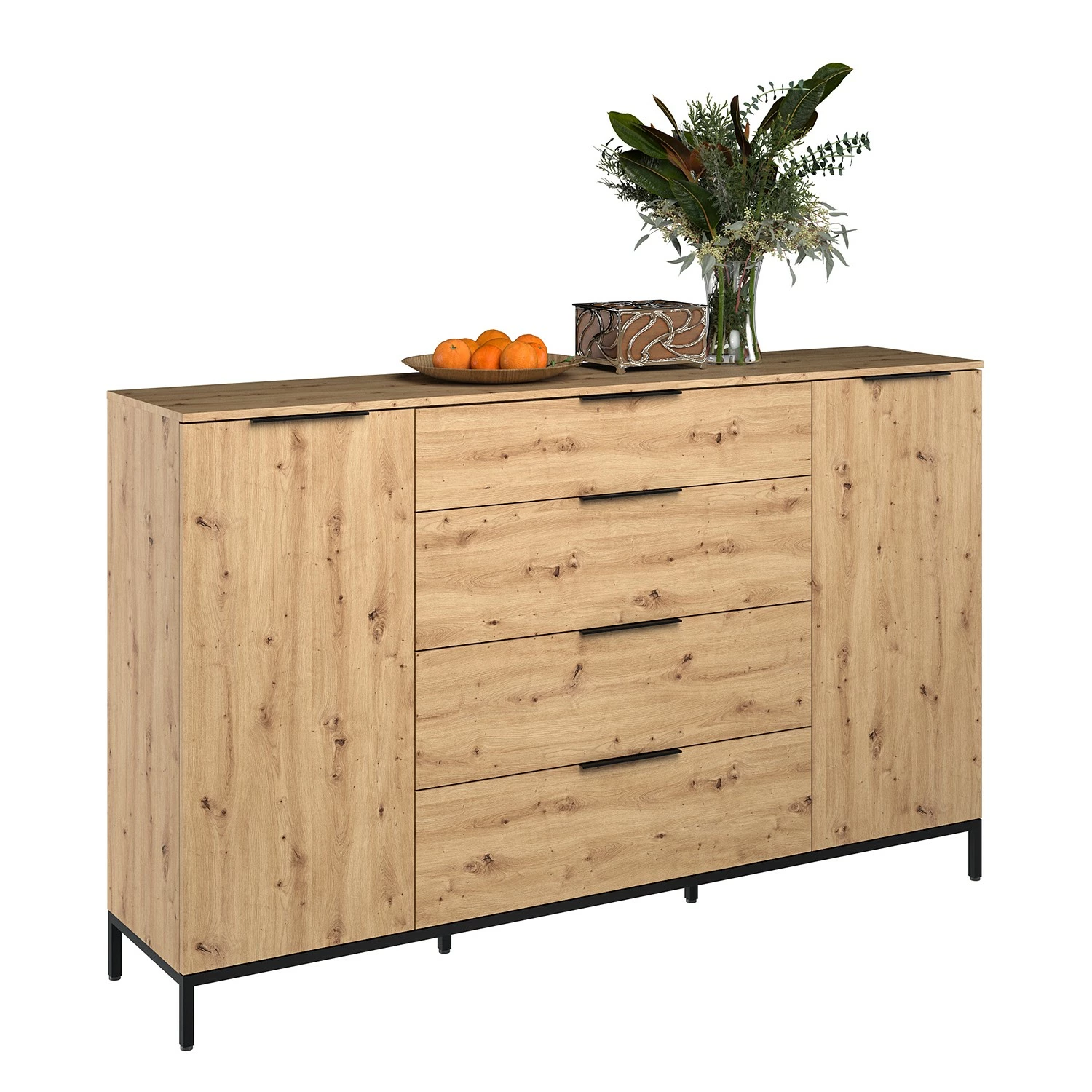 Maja Möbel Sideboard Trend Wood I - Asteiche Dekor / Schwarz – Bild 5