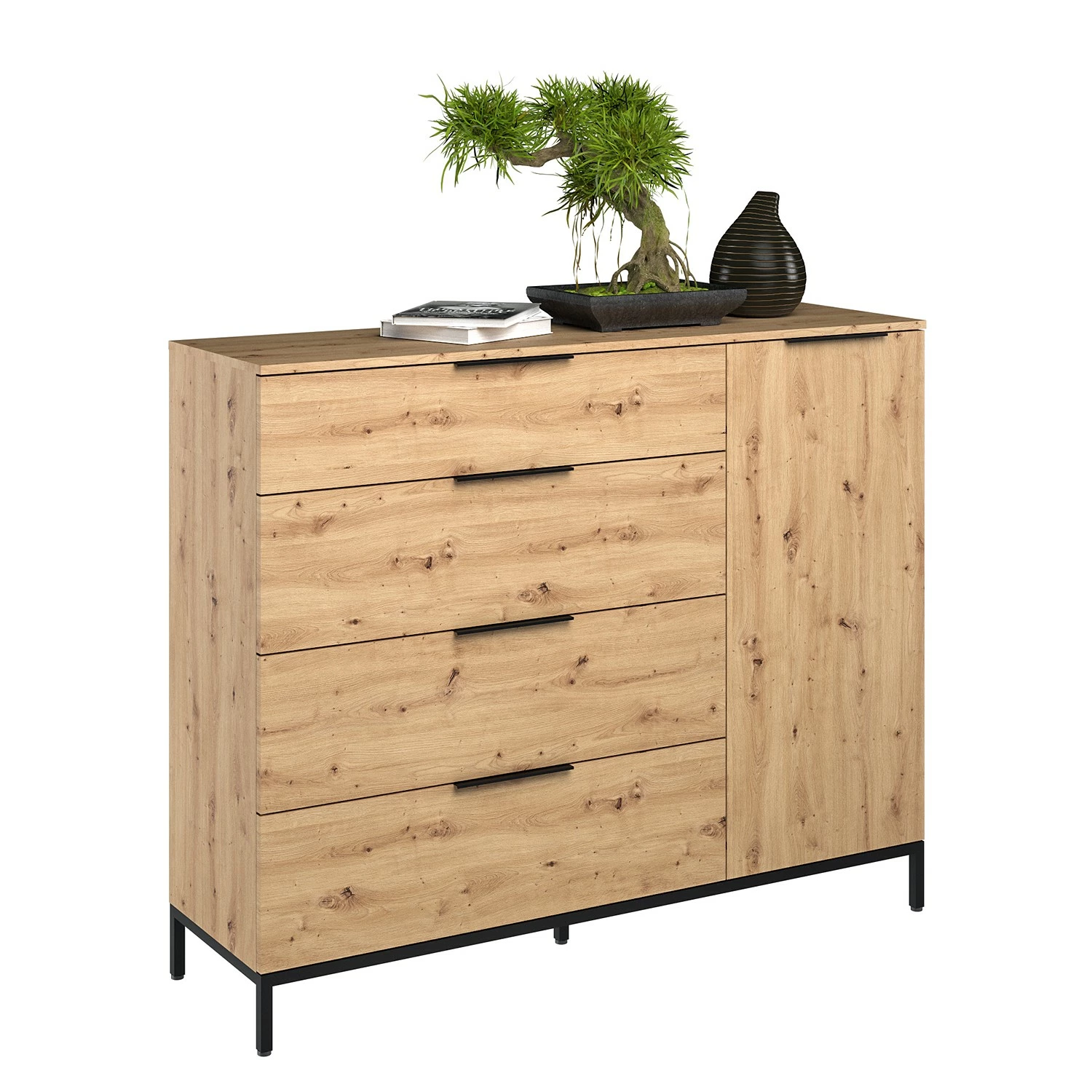 Maja Möbel Sideboard Trend Wood II - Asteiche Dekor / Schwarz – Bild 4