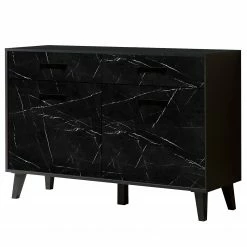 Jack & Alice Sideboard Fintel II - Marmor Schwarz Dekor / Schwarz