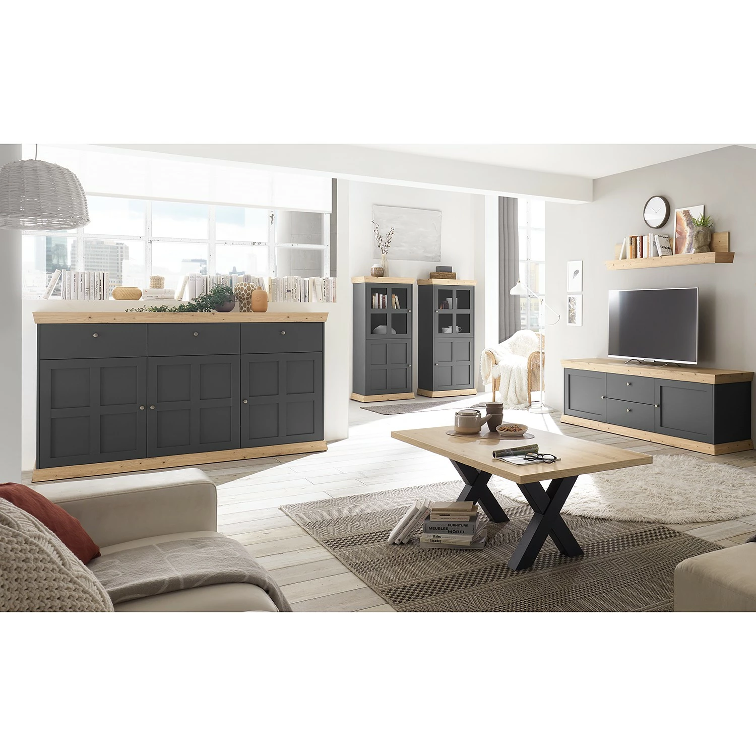 Ridgevalley Sideboard Maiossa II - Anthrazit / Eiche Dekor – Bild 2