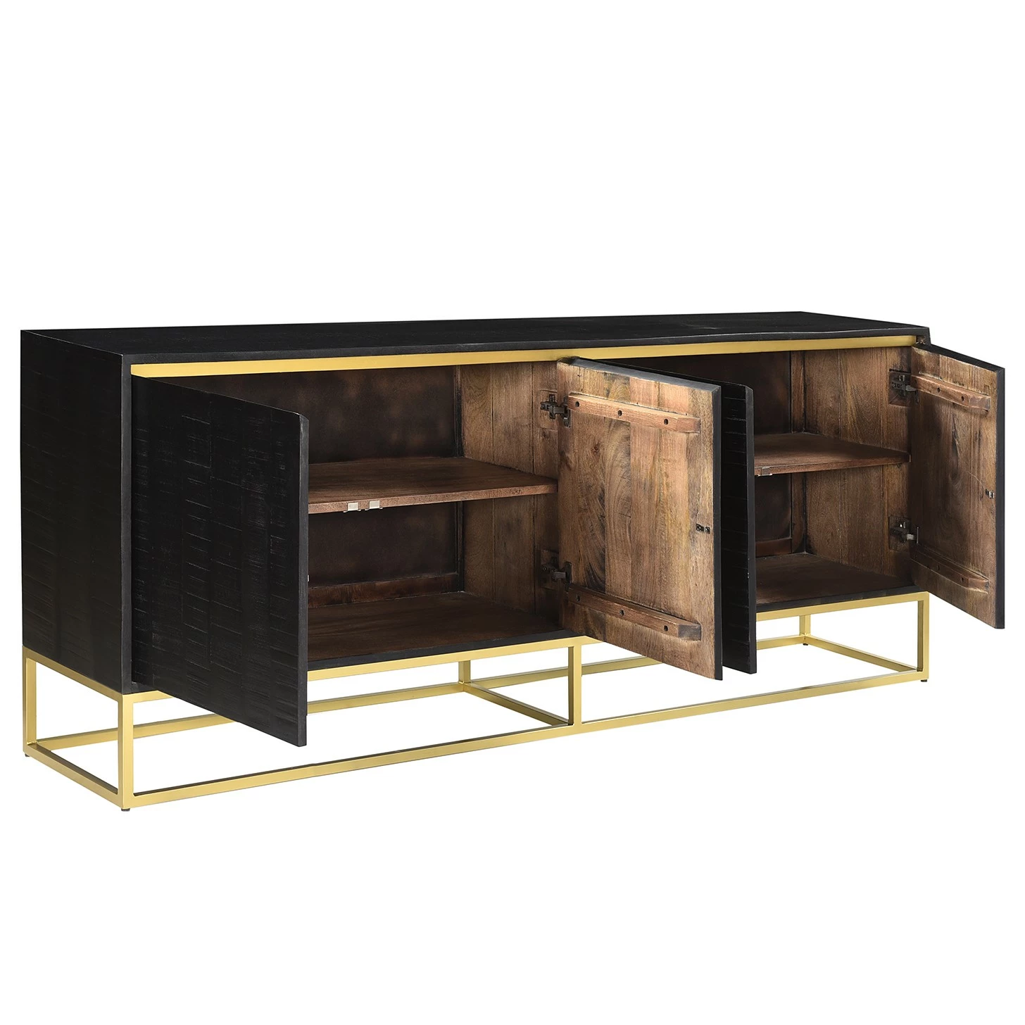 Jack & Alice Sideboard Nooble I - Mango massiv / Metall - Mango Schwarz / Gold – Bild 4