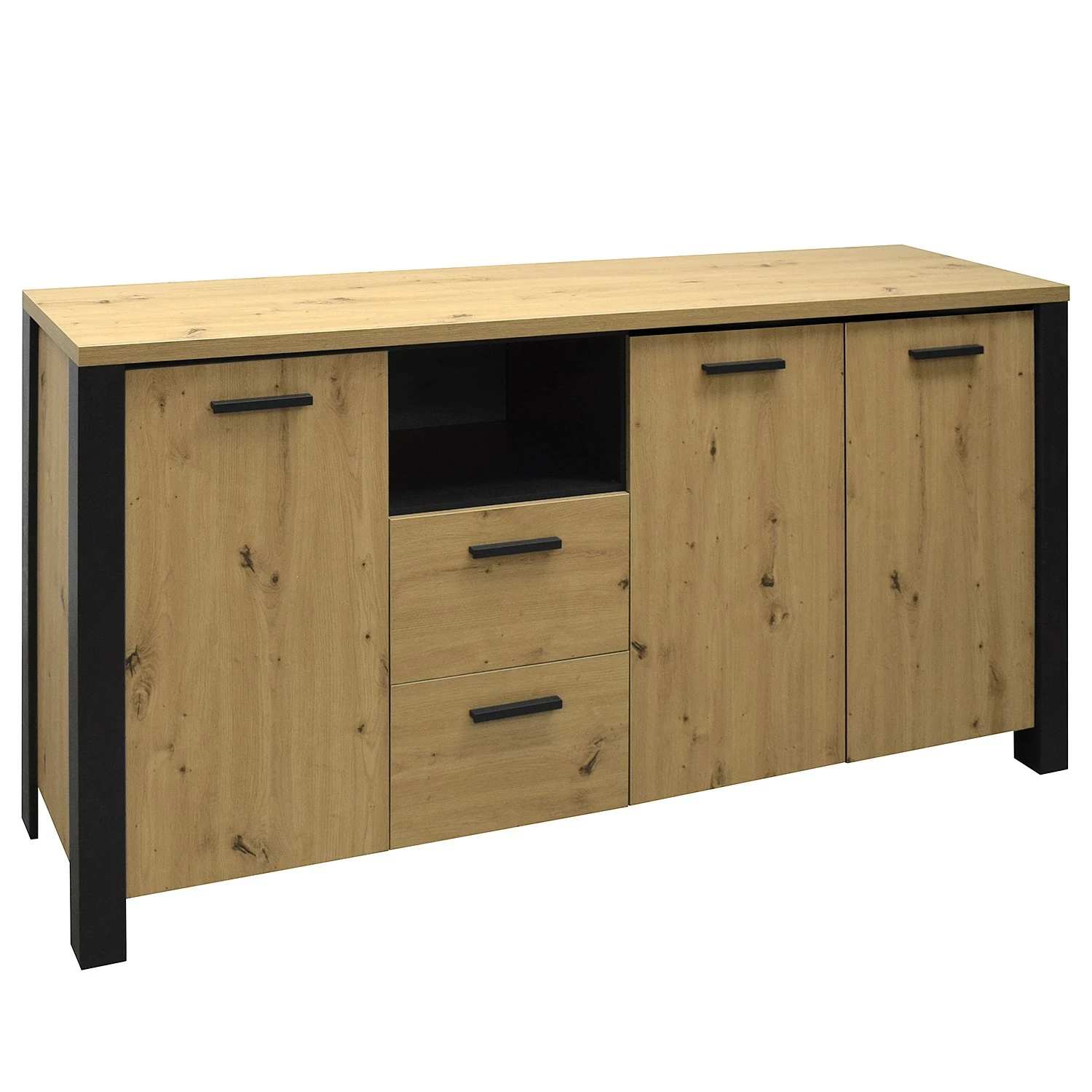 Red Living Sideboard Zagora - Asteiche Dekor / Schwarz