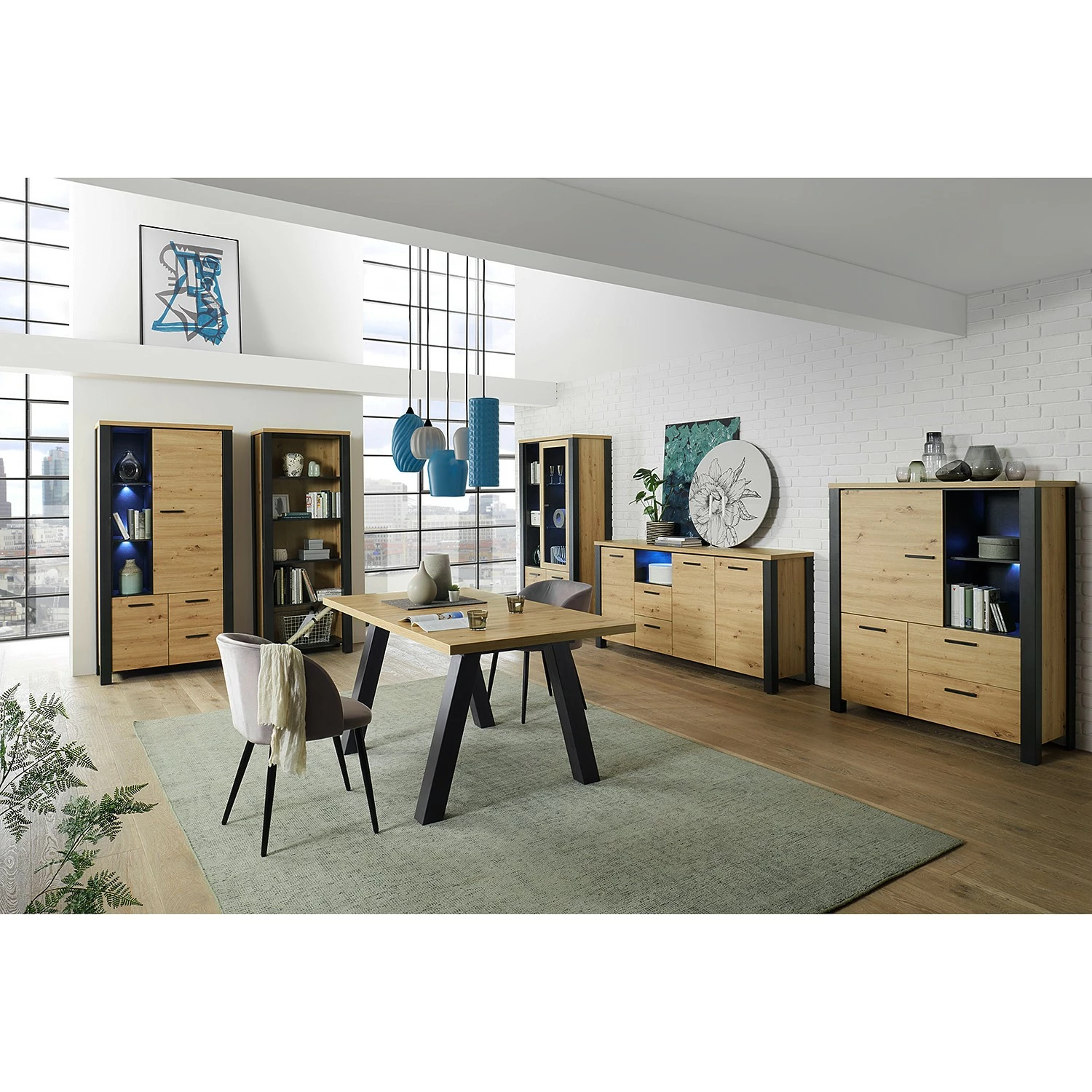 Red Living Sideboard Zagora - Asteiche Dekor / Schwarz – Bild 2