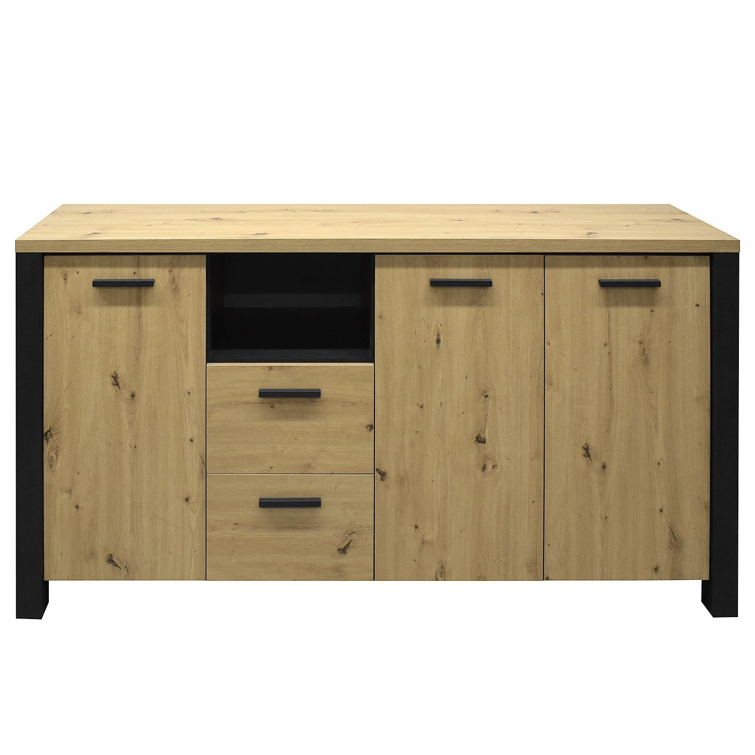 Red Living Sideboard Zagora - Asteiche Dekor / Schwarz – Bild 3
