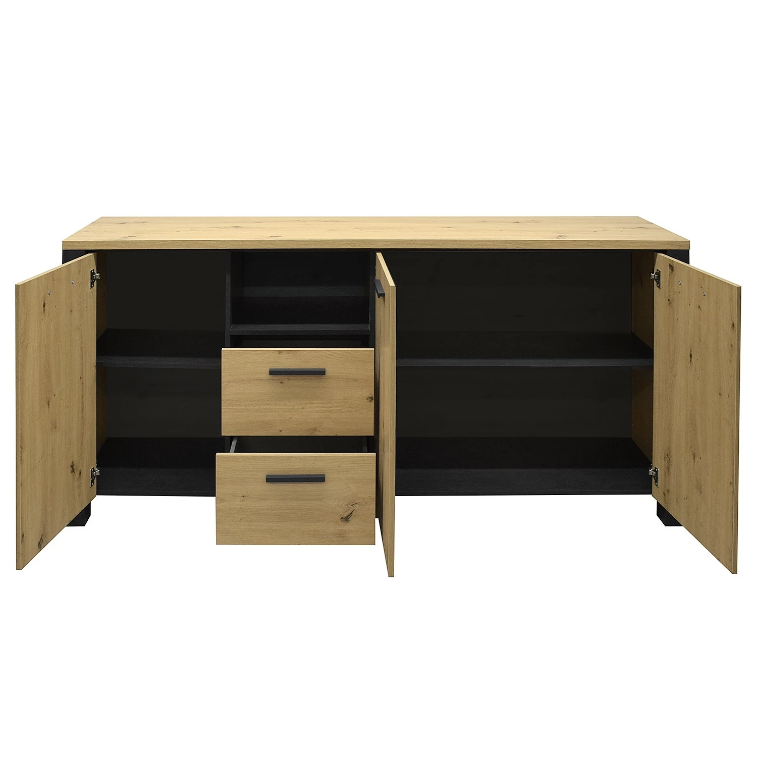 Red Living Sideboard Zagora - Asteiche Dekor / Schwarz – Bild 4