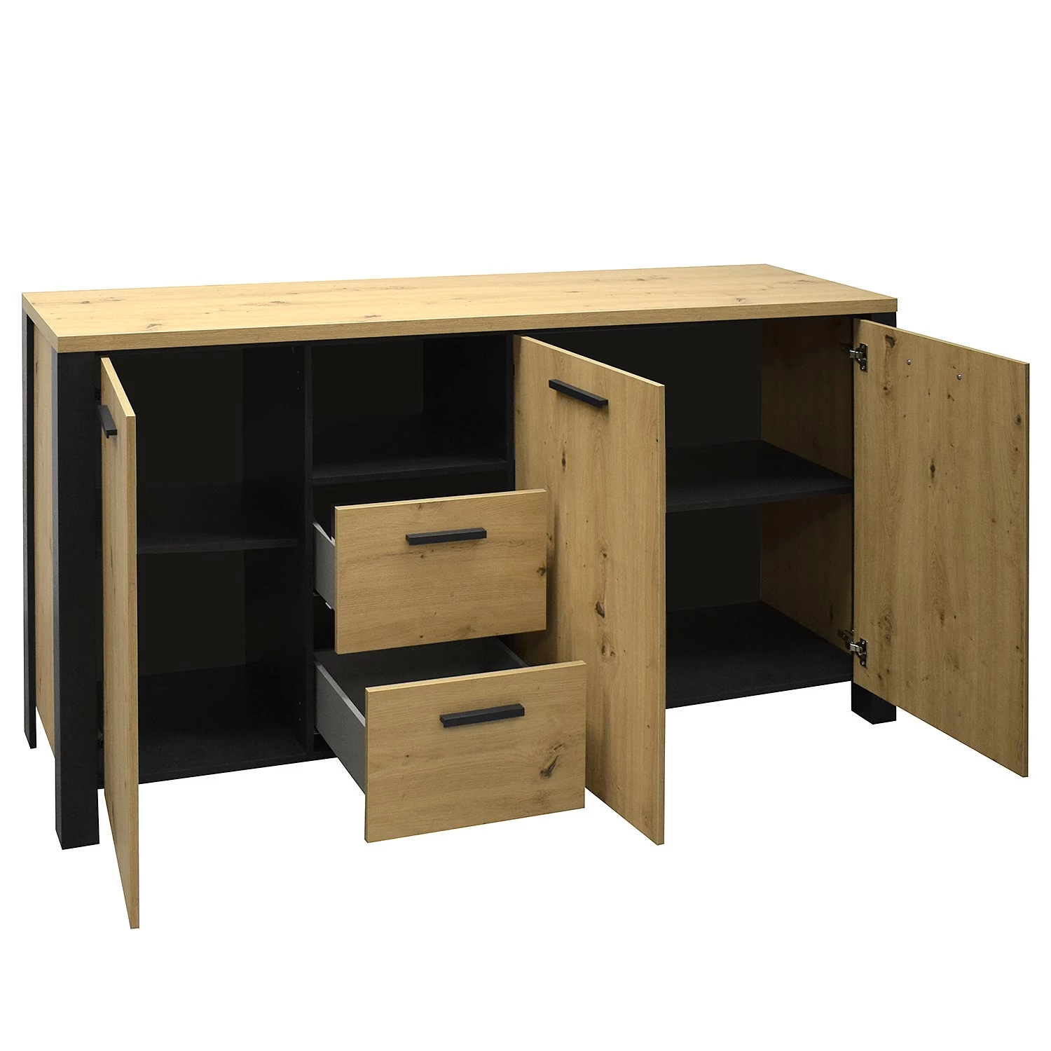 Red Living Sideboard Zagora - Asteiche Dekor / Schwarz – Bild 5