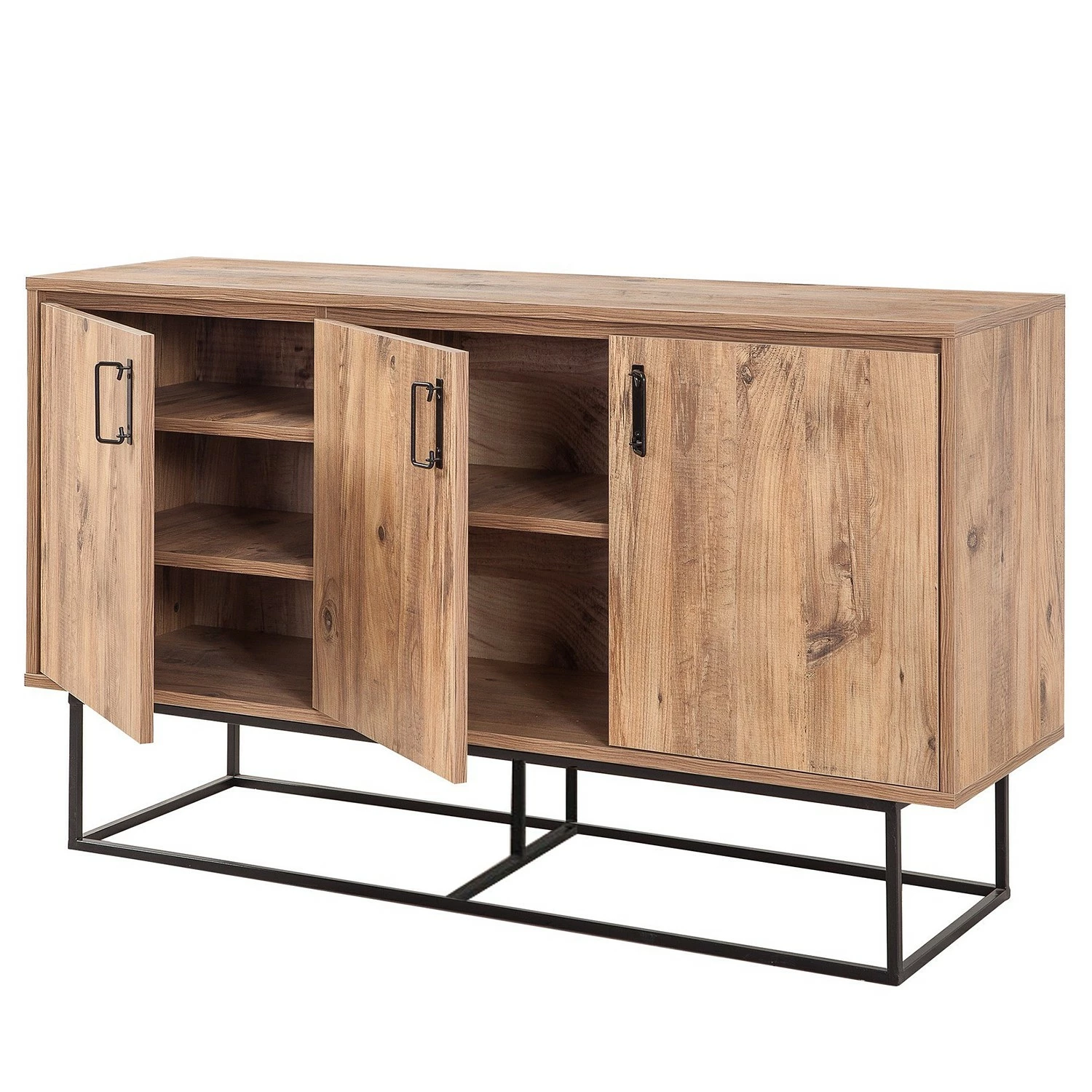 Red Living Sideboard Yopal I - Metall - Kiefer Dekor / Schwarz – Bild 6
