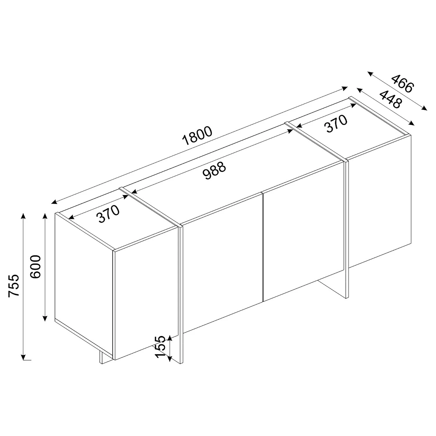 Loftscape Sideboard Vidal - Marmor Schwarz Dekor / Gold – Bild 8
