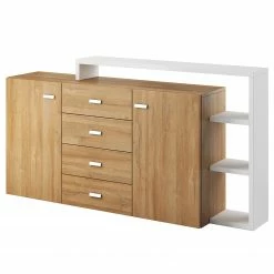 Loftscape Sideboard Littor - Weiß / Eiche Grandson Dekor
