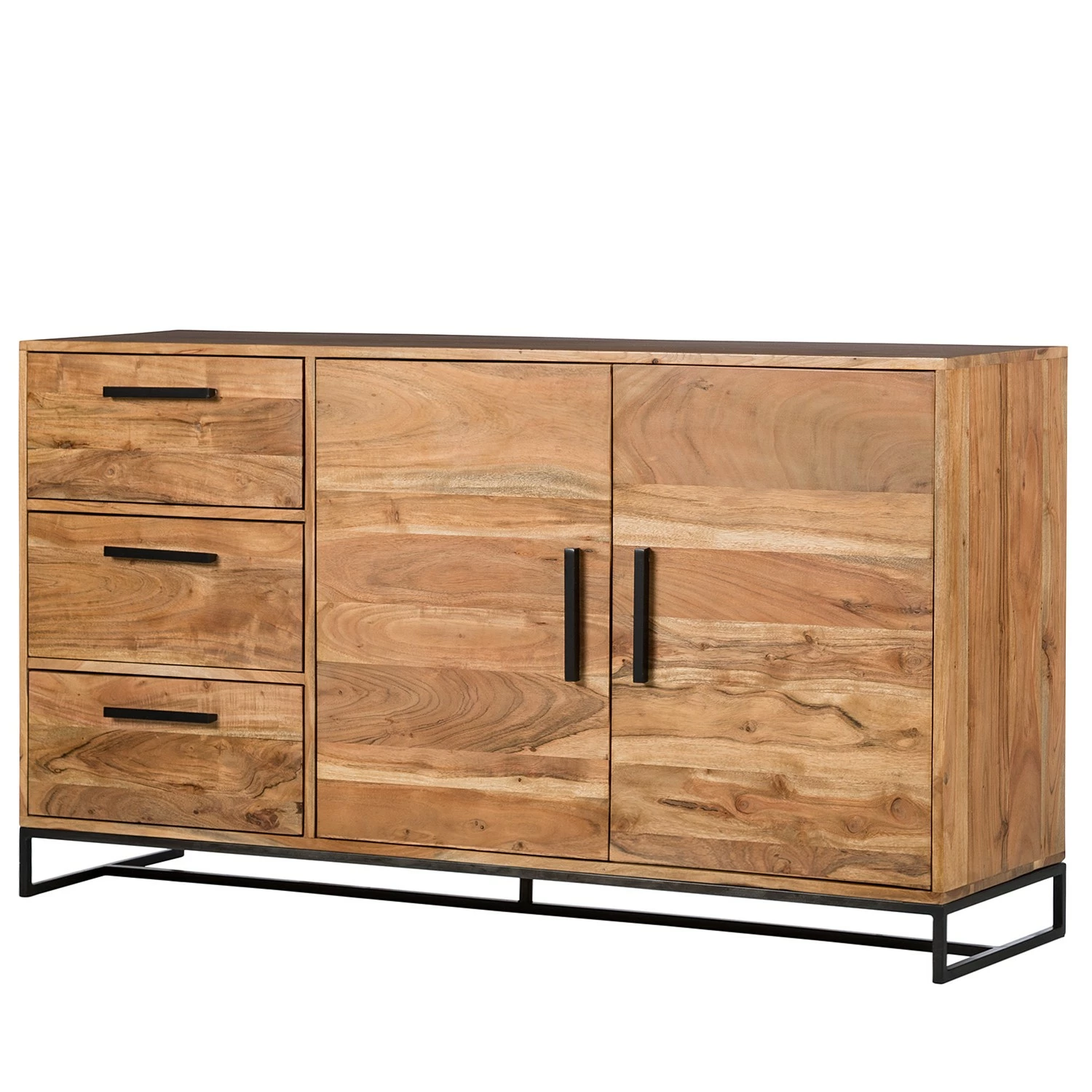 Ars manufacti Sideboard Woodson II - Akazie massiv / Metall - Akazie Hellbraun