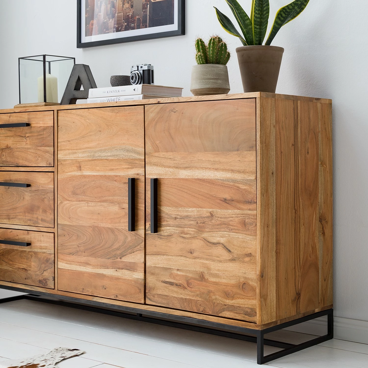 Ars manufacti Sideboard Woodson II - Akazie massiv / Metall - Akazie Hellbraun – Bild 18