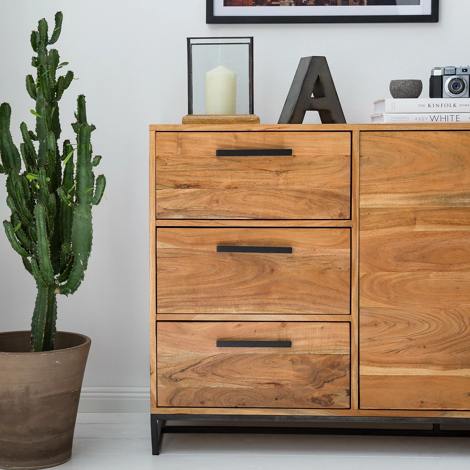 Ars manufacti Sideboard Woodson II - Akazie massiv / Metall - Akazie Hellbraun – Bild 19