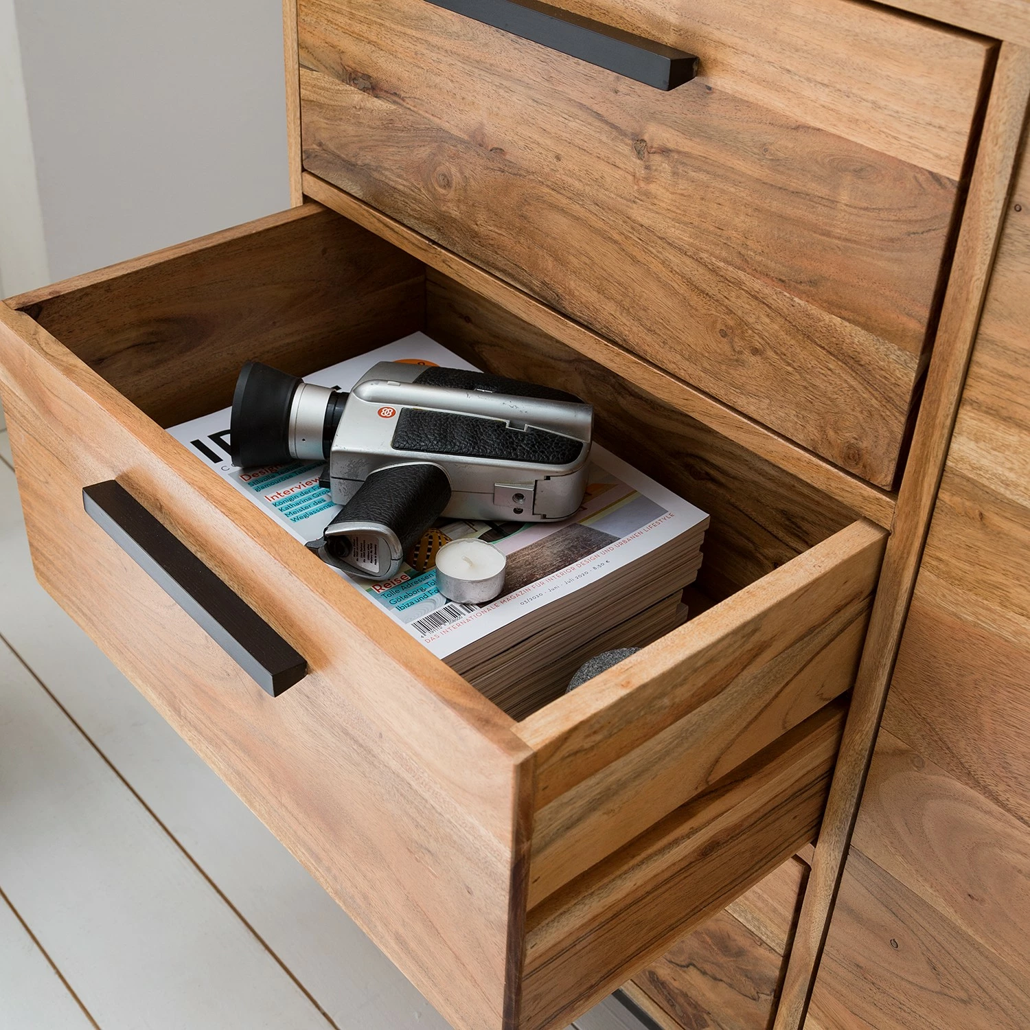 Ars manufacti Sideboard Woodson II - Akazie massiv / Metall - Akazie Hellbraun – Bild 22