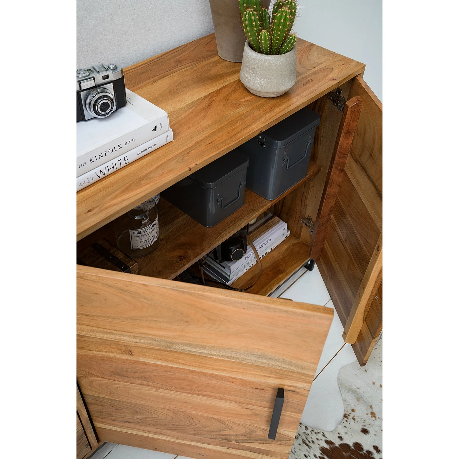 Ars manufacti Sideboard Woodson II - Akazie massiv / Metall - Akazie Hellbraun – Bild 24