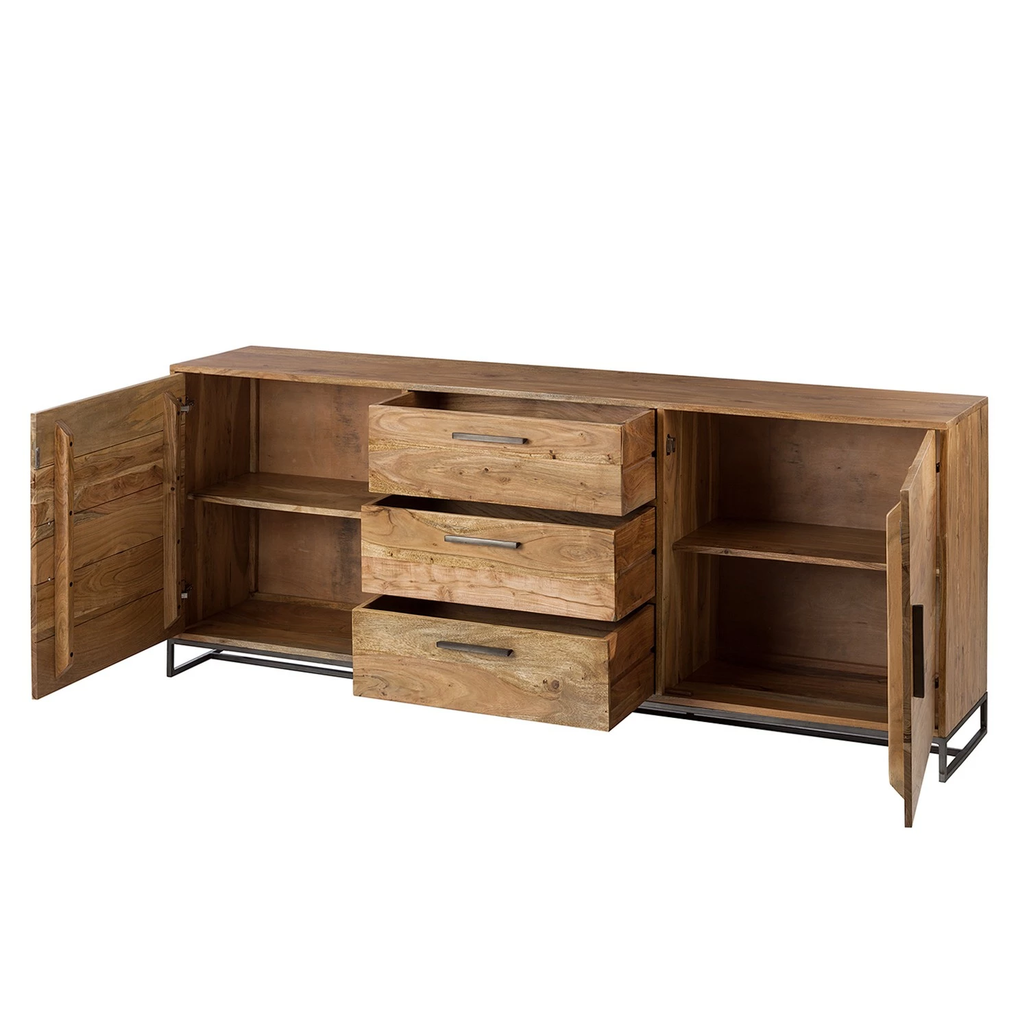 Ars manufacti Sideboard Woodson - Akazie massiv / Metall - Akazie Hellbraun - Breite: 200 cm – Bild 5