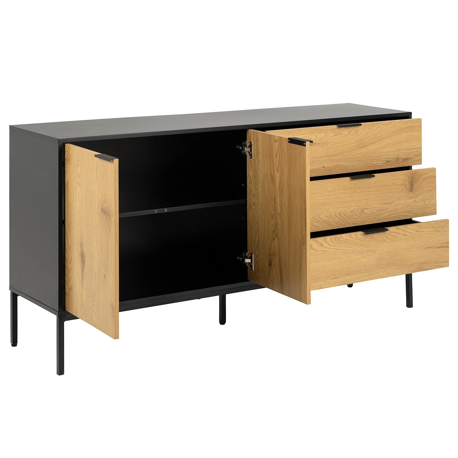 Red Living Sideboard Coogee III - Eiche Dekor / Schwarz – Bild 3