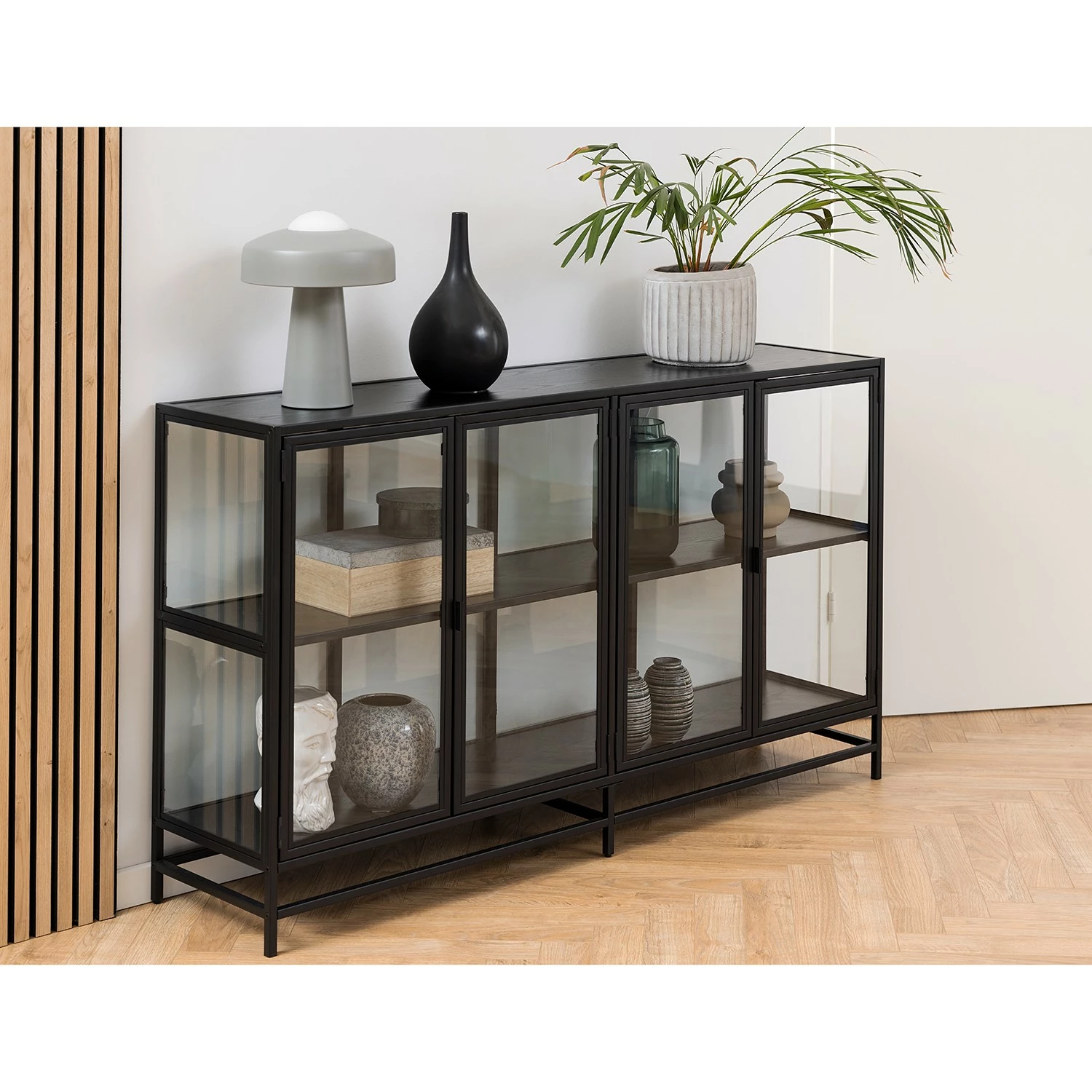 Red Living Sideboard Coogee IV - Glas / Metall - Schwarz – Bild 2