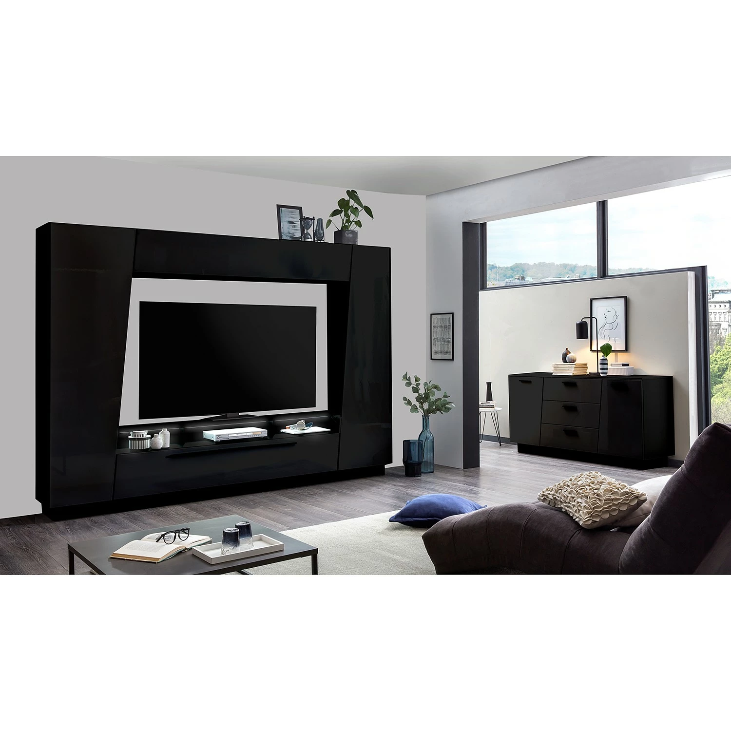 Fredriks Sideboard Reedley - Hochglanz Schwarz – Bild 3