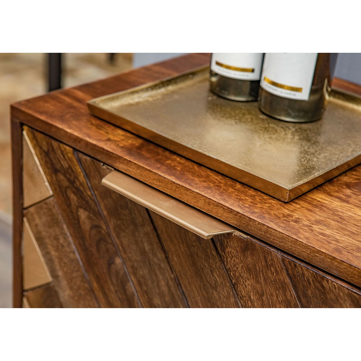 Red Living Sideboard Nook - Mango massiv / Metall - Mango / Gold – Bild 8