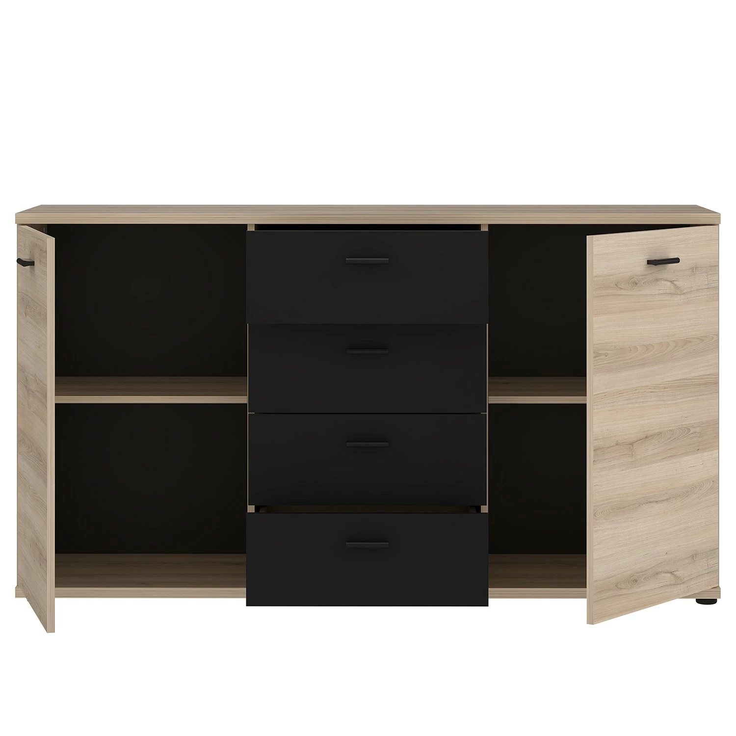 Loftscape Sideboard Piemont I - Schwarz / Eiche Bianco Dekor – Bild 5