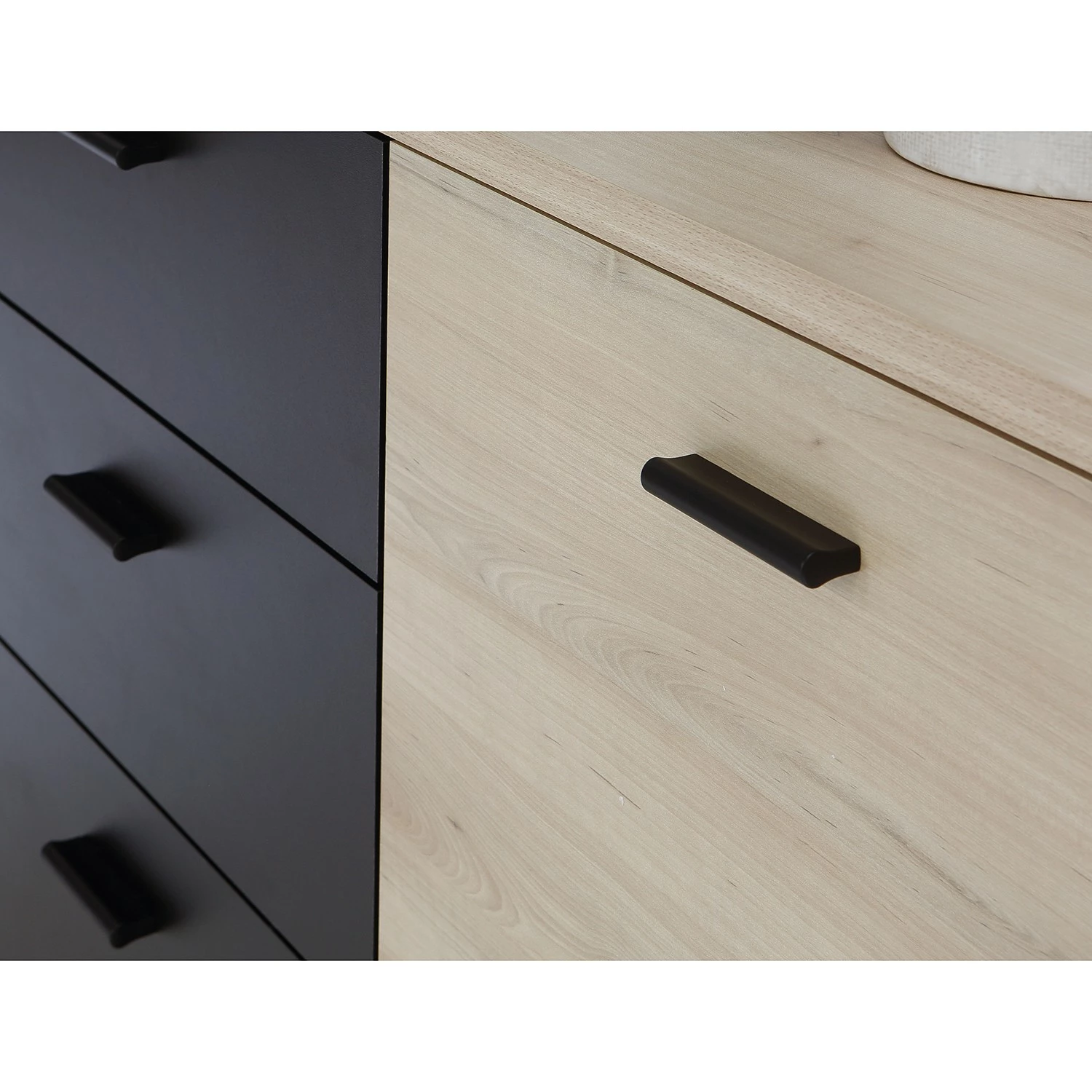 Loftscape Sideboard Piemont I - Schwarz / Eiche Bianco Dekor – Bild 6