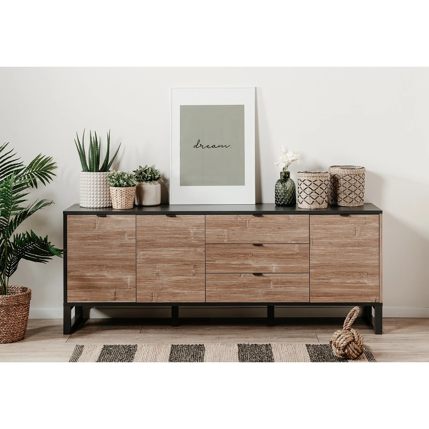 Loftscape Sideboard Mid West II - Bambus Dekor / Anthrazit – Bild 2