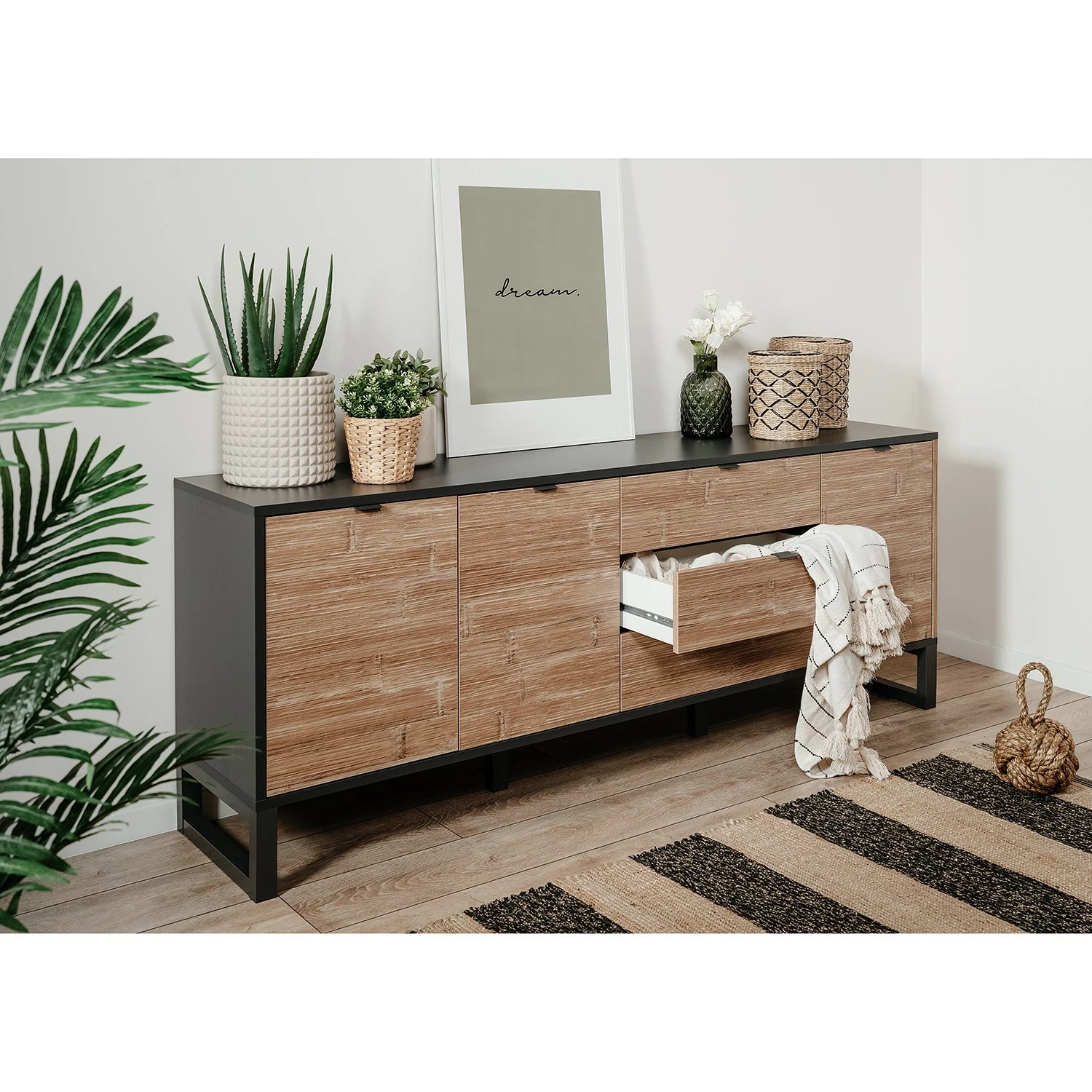 Loftscape Sideboard Mid West II - Bambus Dekor / Anthrazit – Bild 4