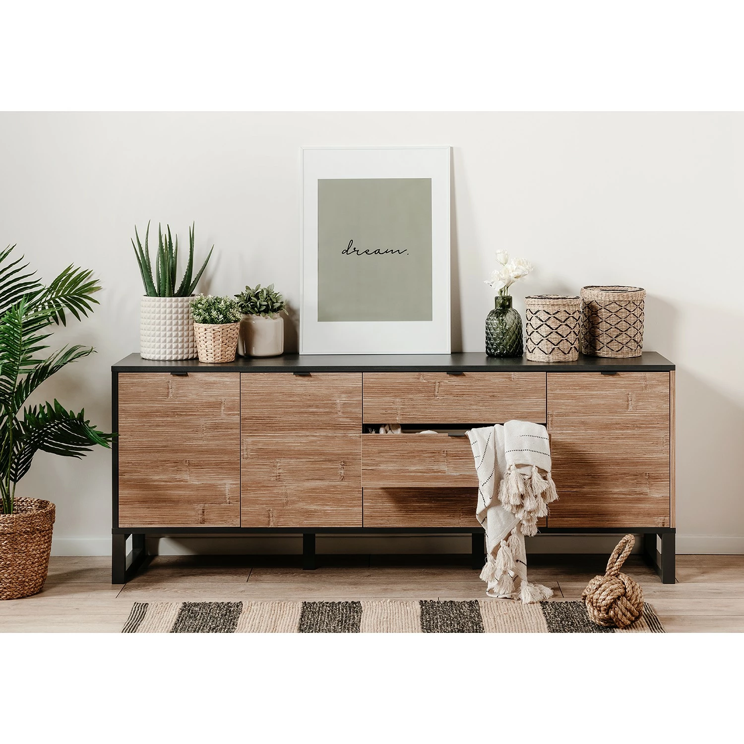 Loftscape Sideboard Mid West II - Bambus Dekor / Anthrazit – Bild 5
