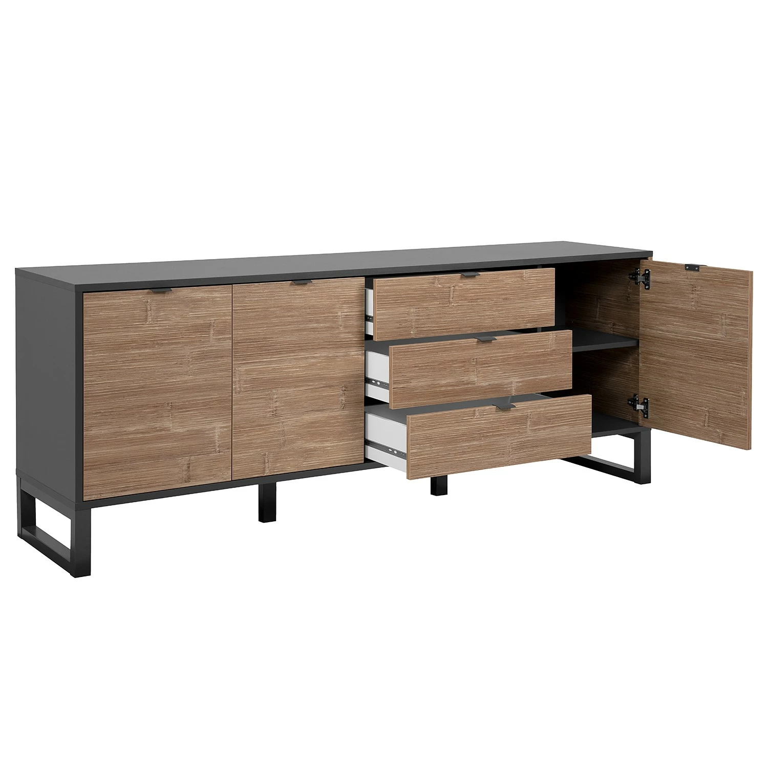 Loftscape Sideboard Mid West II - Bambus Dekor / Anthrazit – Bild 7