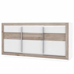 Loftscape Sideboard Wilander - Inkl. Beleuchtung - Hochglanz Weiß / Eiche Nelson Dekor