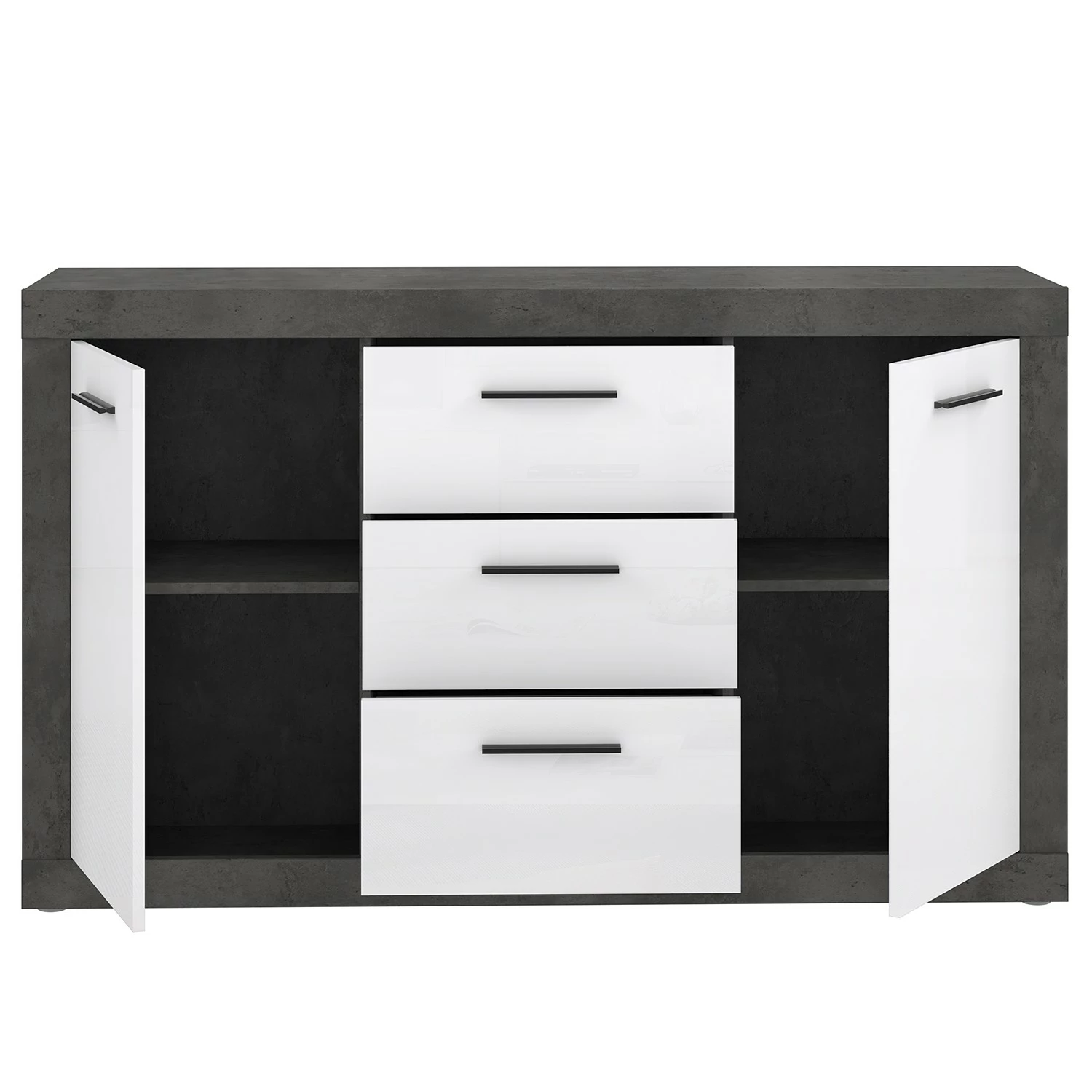 Loftscape Sideboard Vetras - Hochglanz Weiß / Beton Dekor – Bild 5