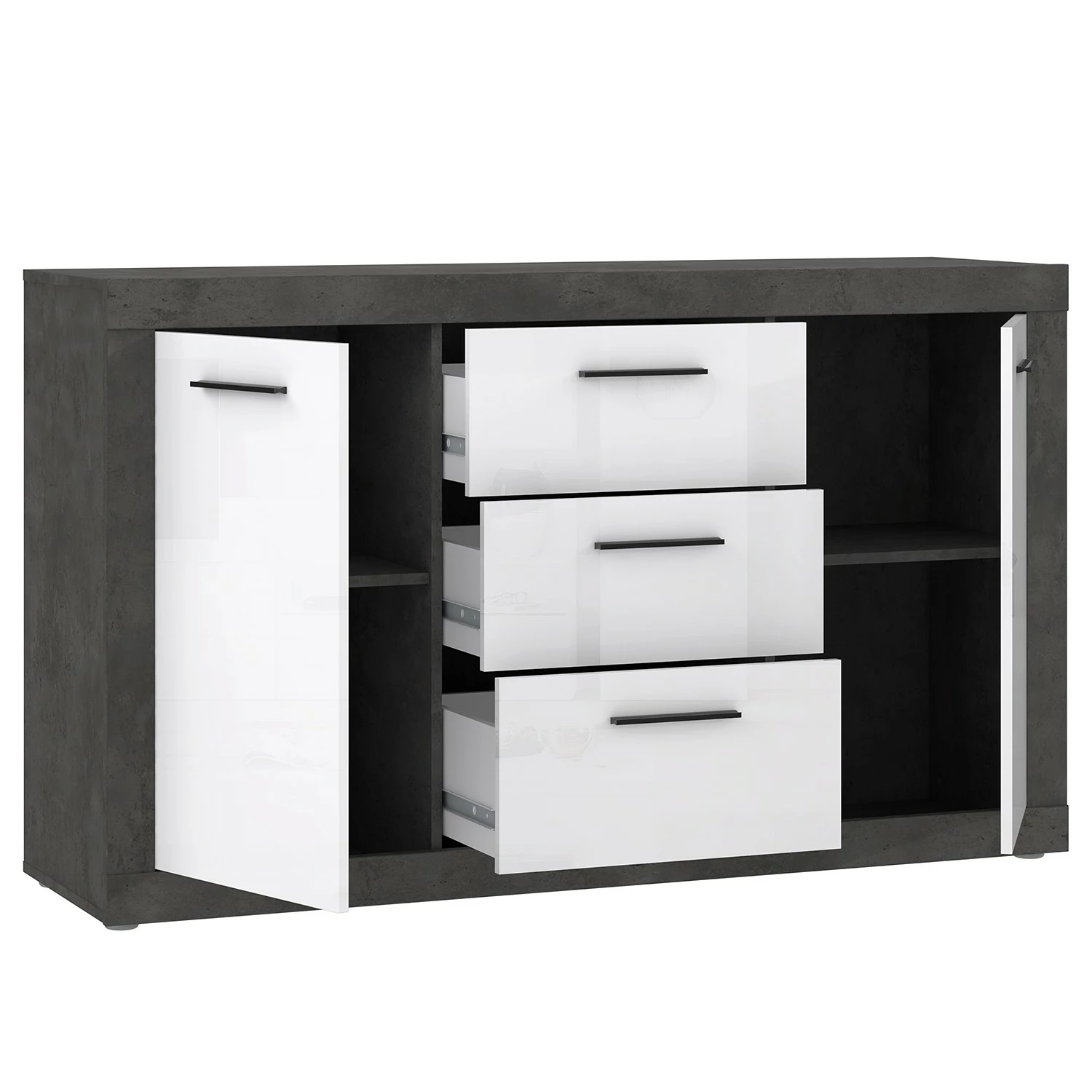 Loftscape Sideboard Vetras - Hochglanz Weiß / Beton Dekor – Bild 6