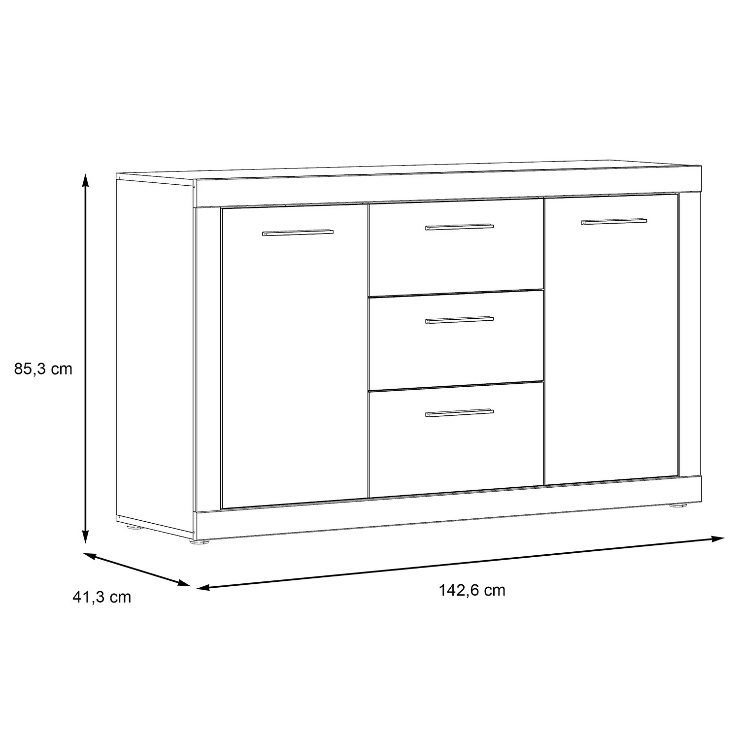 Loftscape Sideboard Vetras - Hochglanz Weiß / Beton Dekor – Bild 7