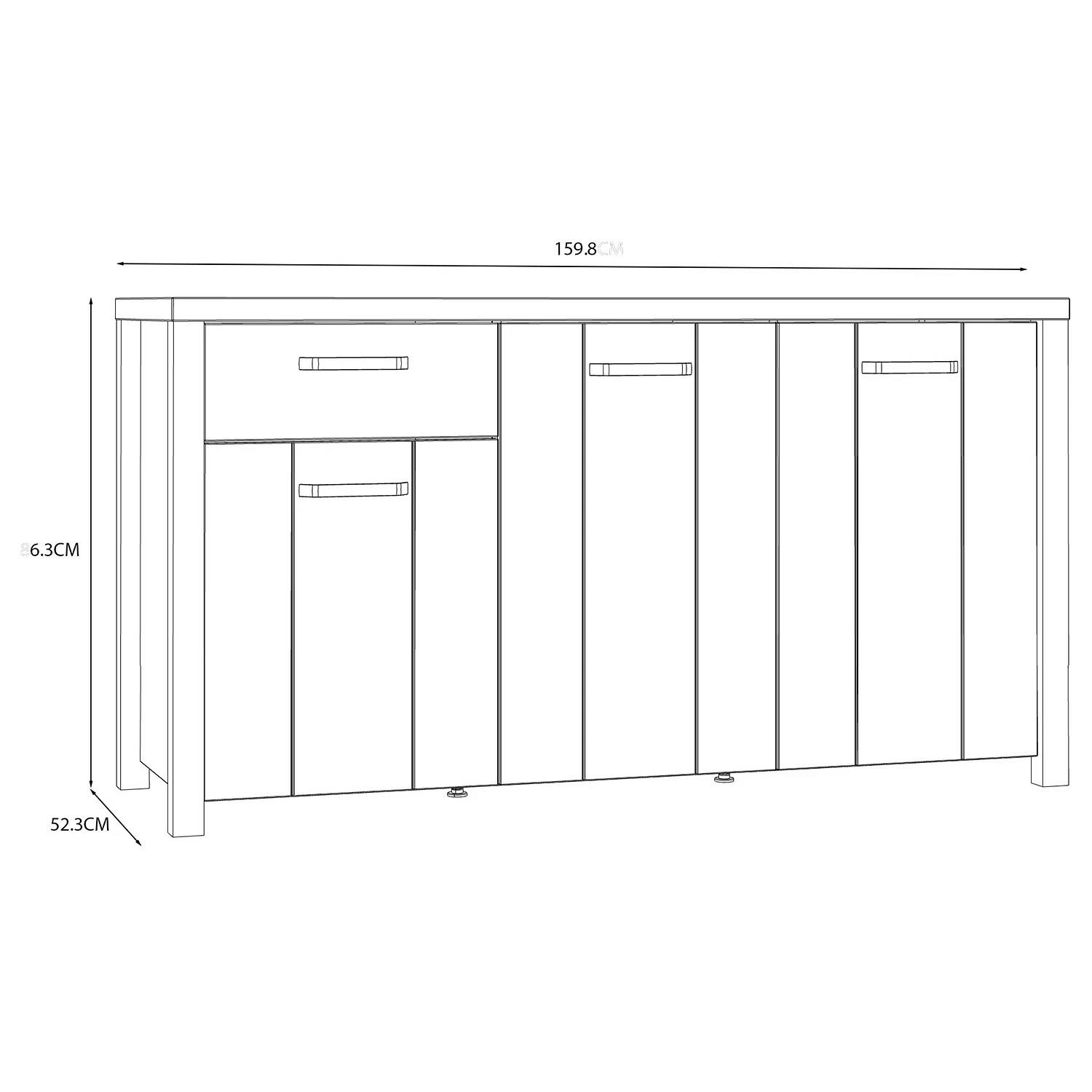 Red Living Sideboard Westlock I - Esche Dekor / Schwarz – Bild 8