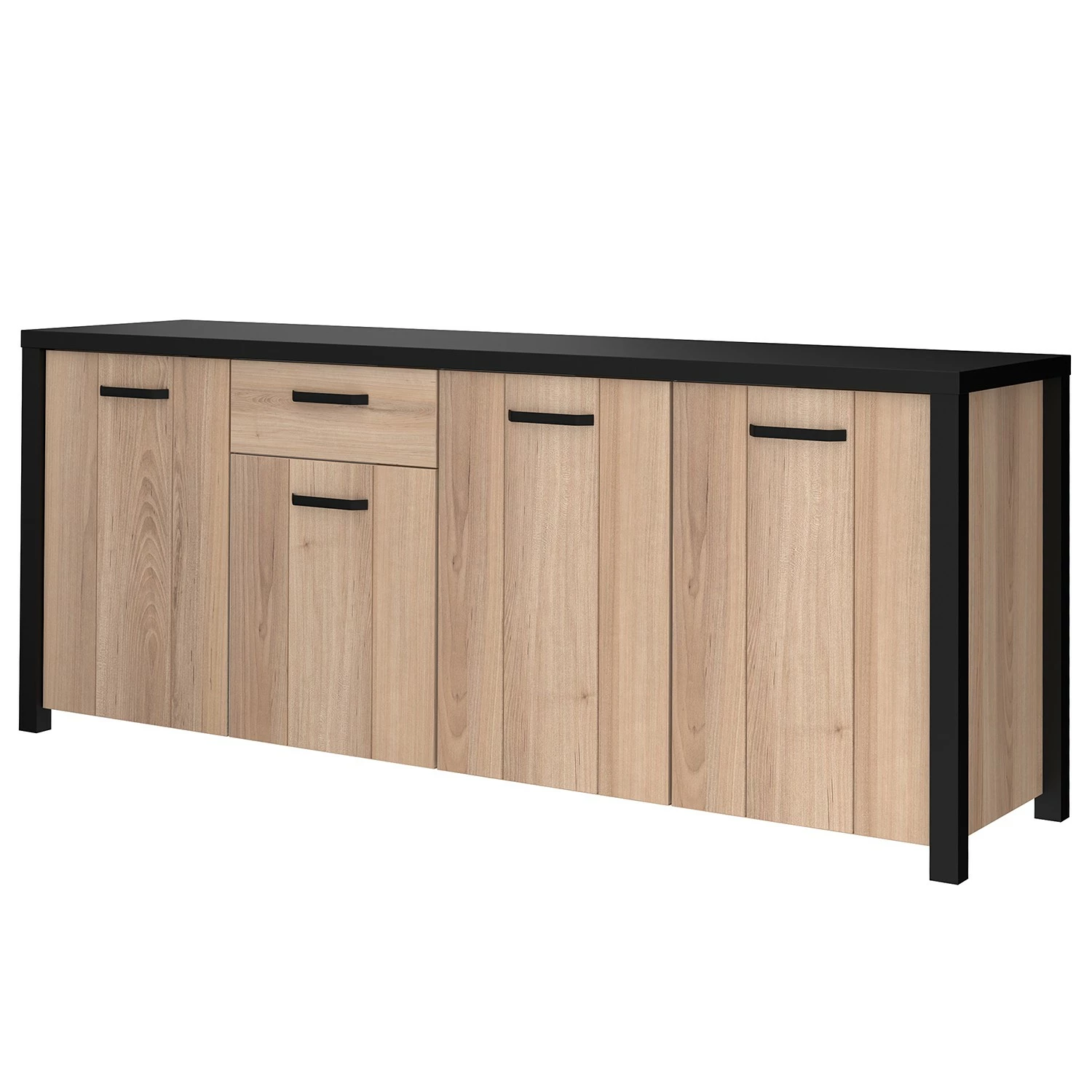 Red Living Sideboard Westlock II - Esche Dekor / Schwarz
