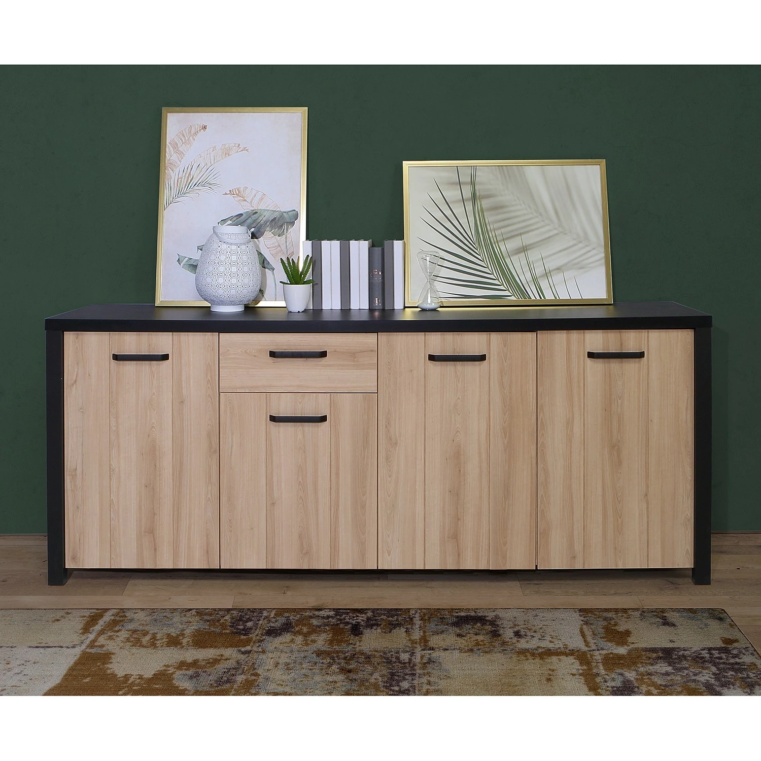 Red Living Sideboard Westlock II - Esche Dekor / Schwarz – Bild 2