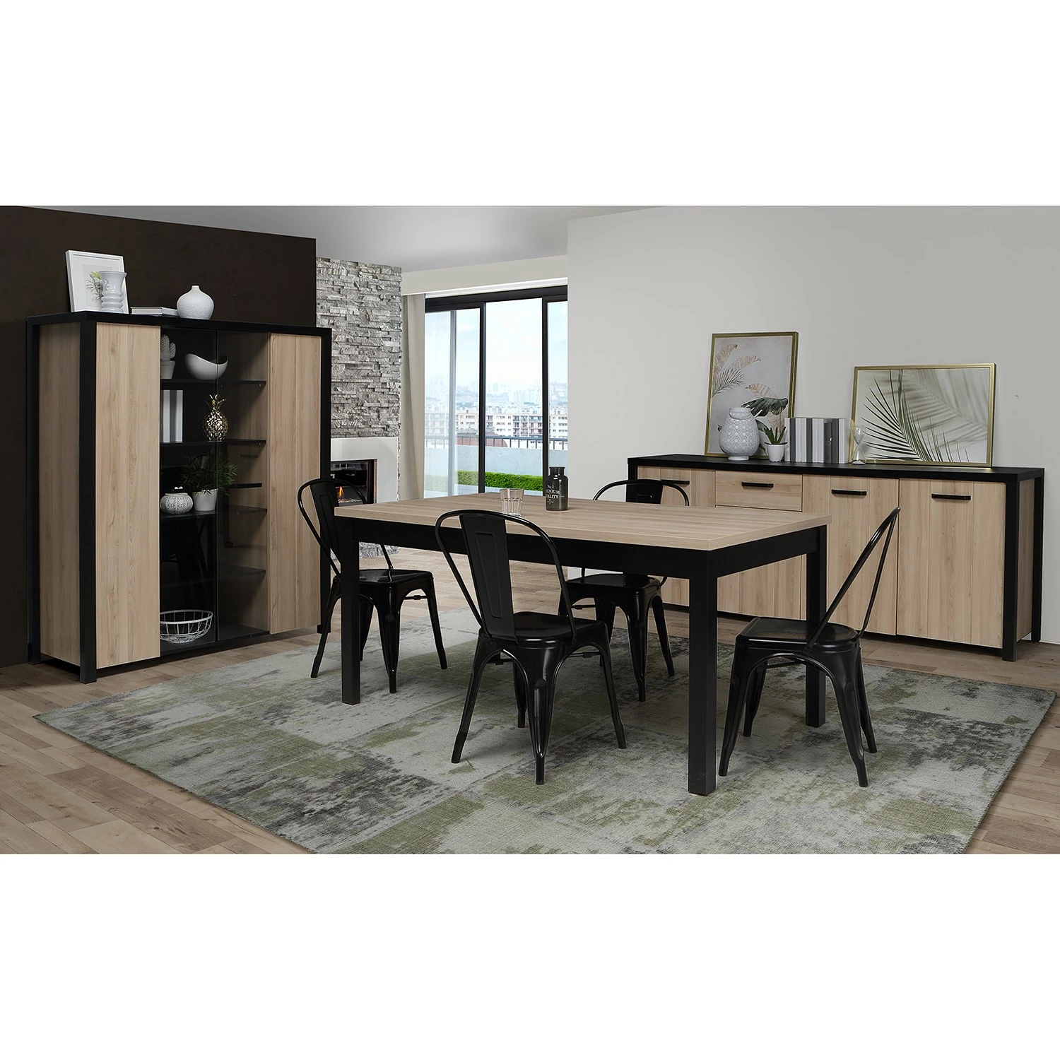 Red Living Sideboard Westlock II - Esche Dekor / Schwarz – Bild 3