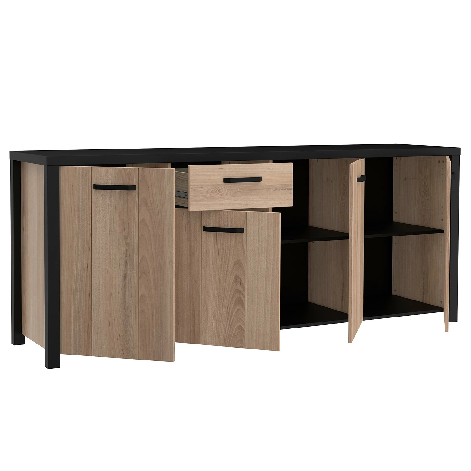 Red Living Sideboard Westlock II - Esche Dekor / Schwarz – Bild 6
