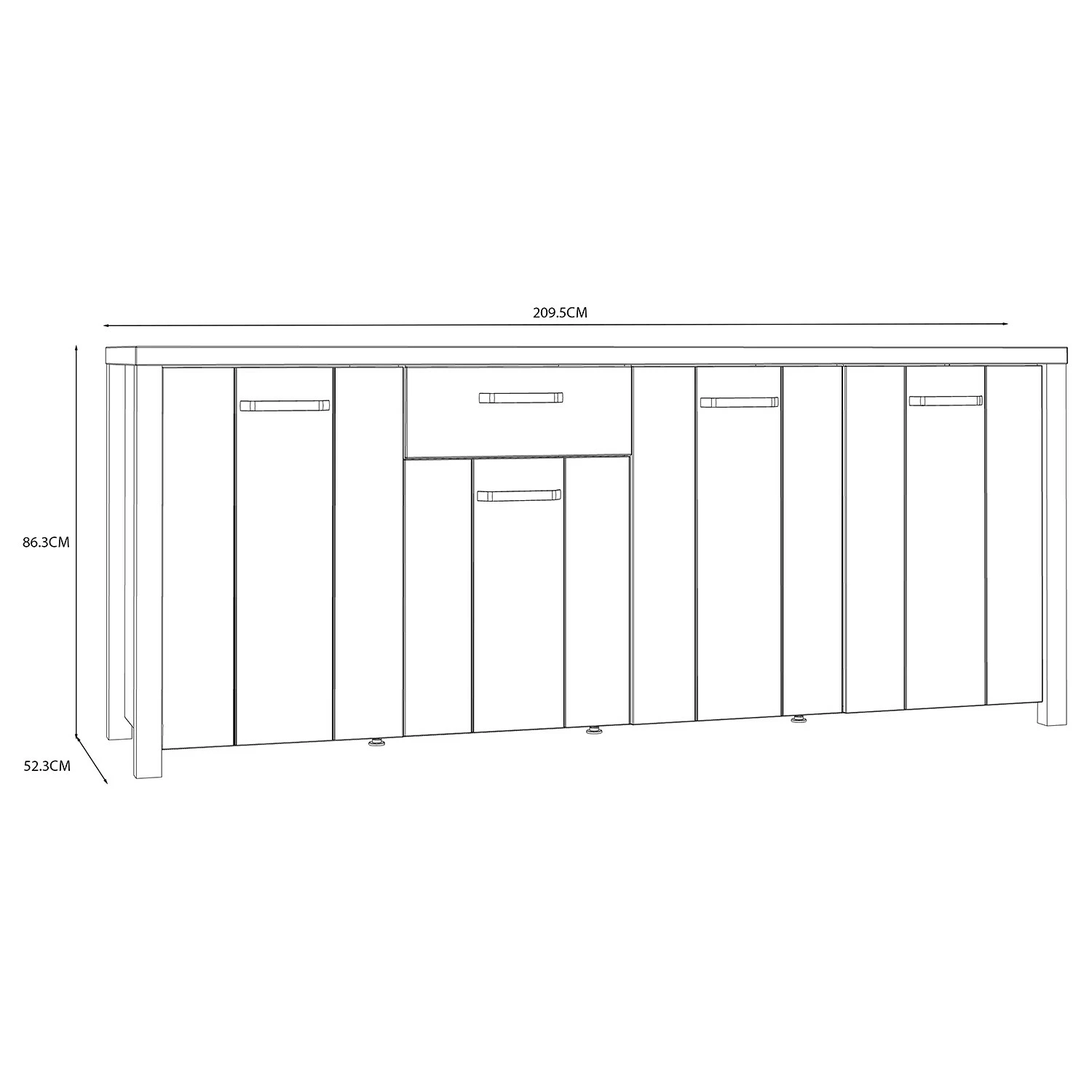 Red Living Sideboard Westlock II - Esche Dekor / Schwarz – Bild 9