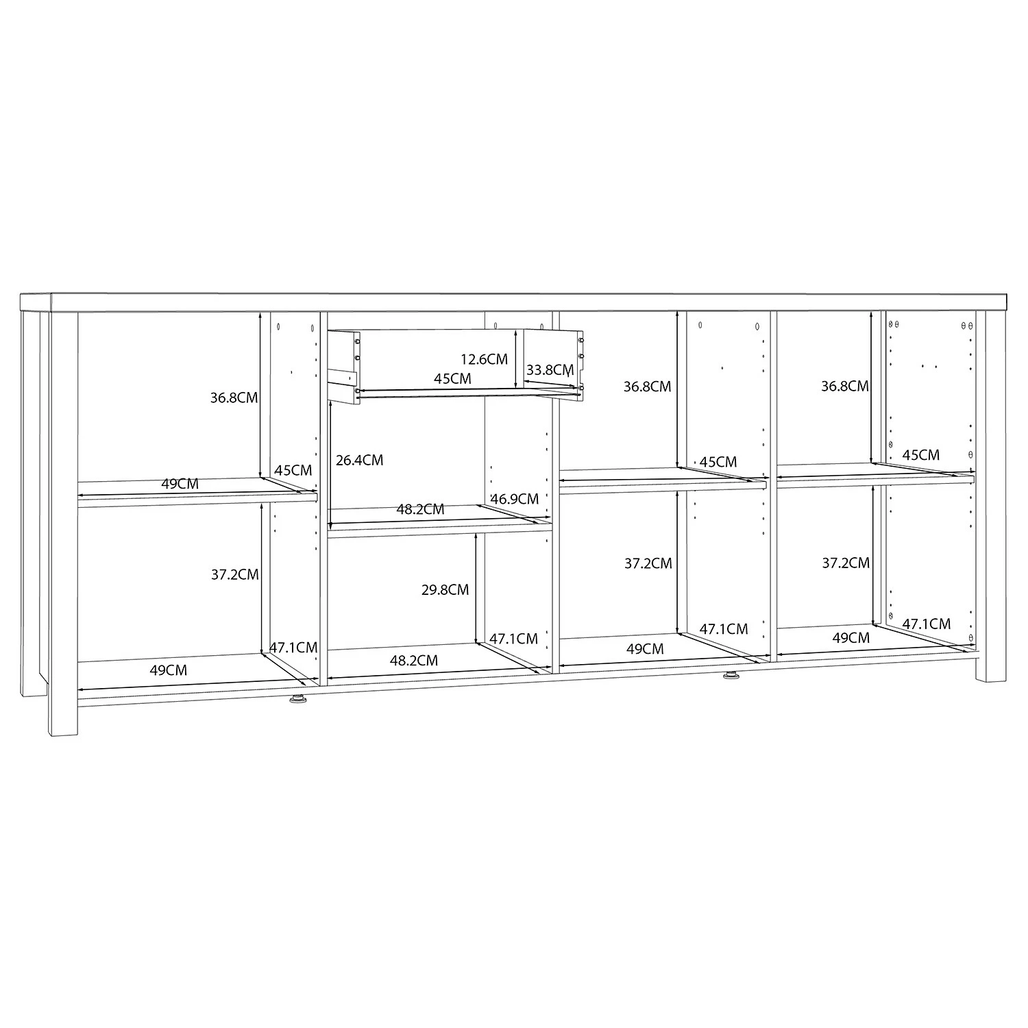 Red Living Sideboard Westlock II - Esche Dekor / Schwarz – Bild 10