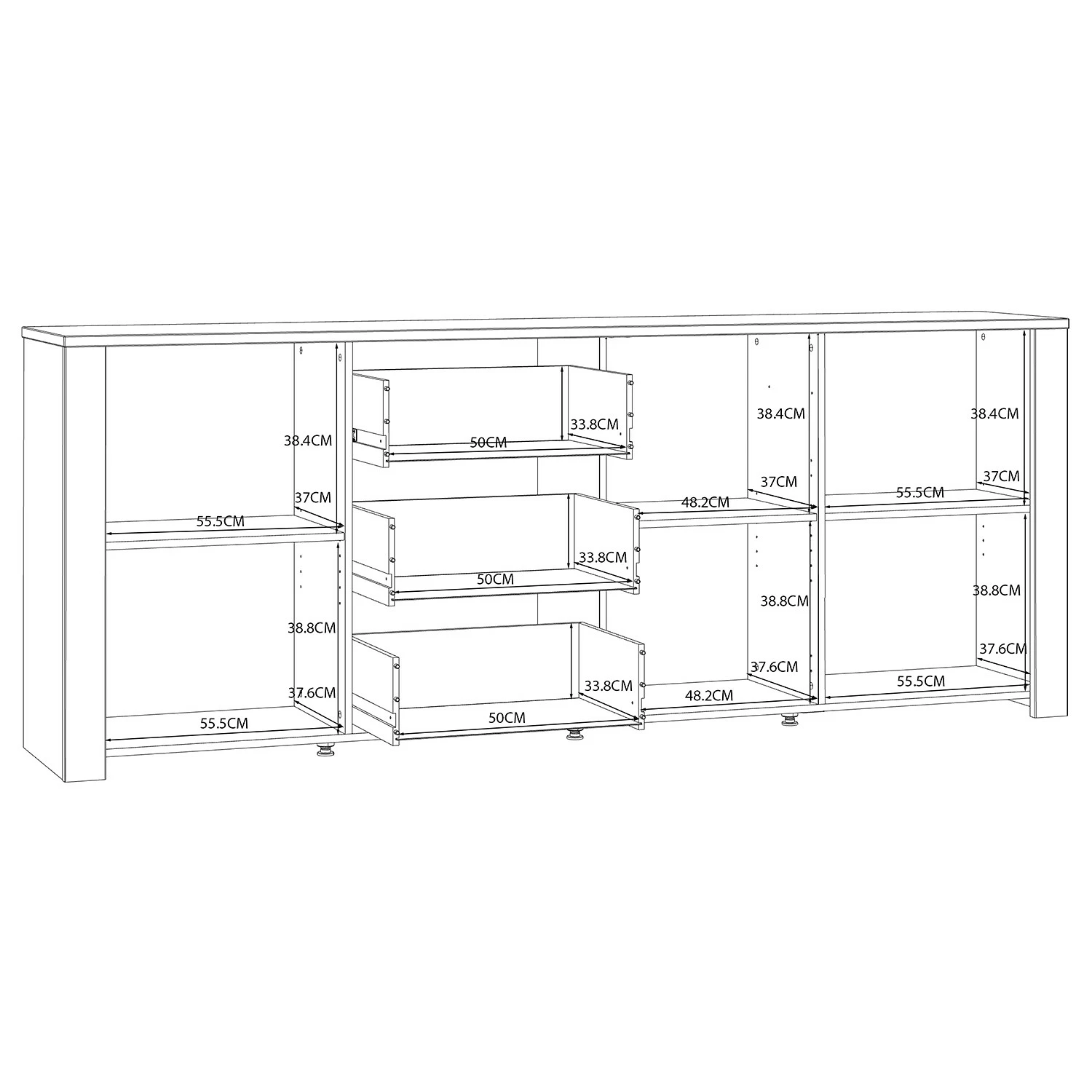 Ridgevalley Sideboard Vassia II - Eiche Navy Dekor / Eiche Riviera Dekor – Bild 7