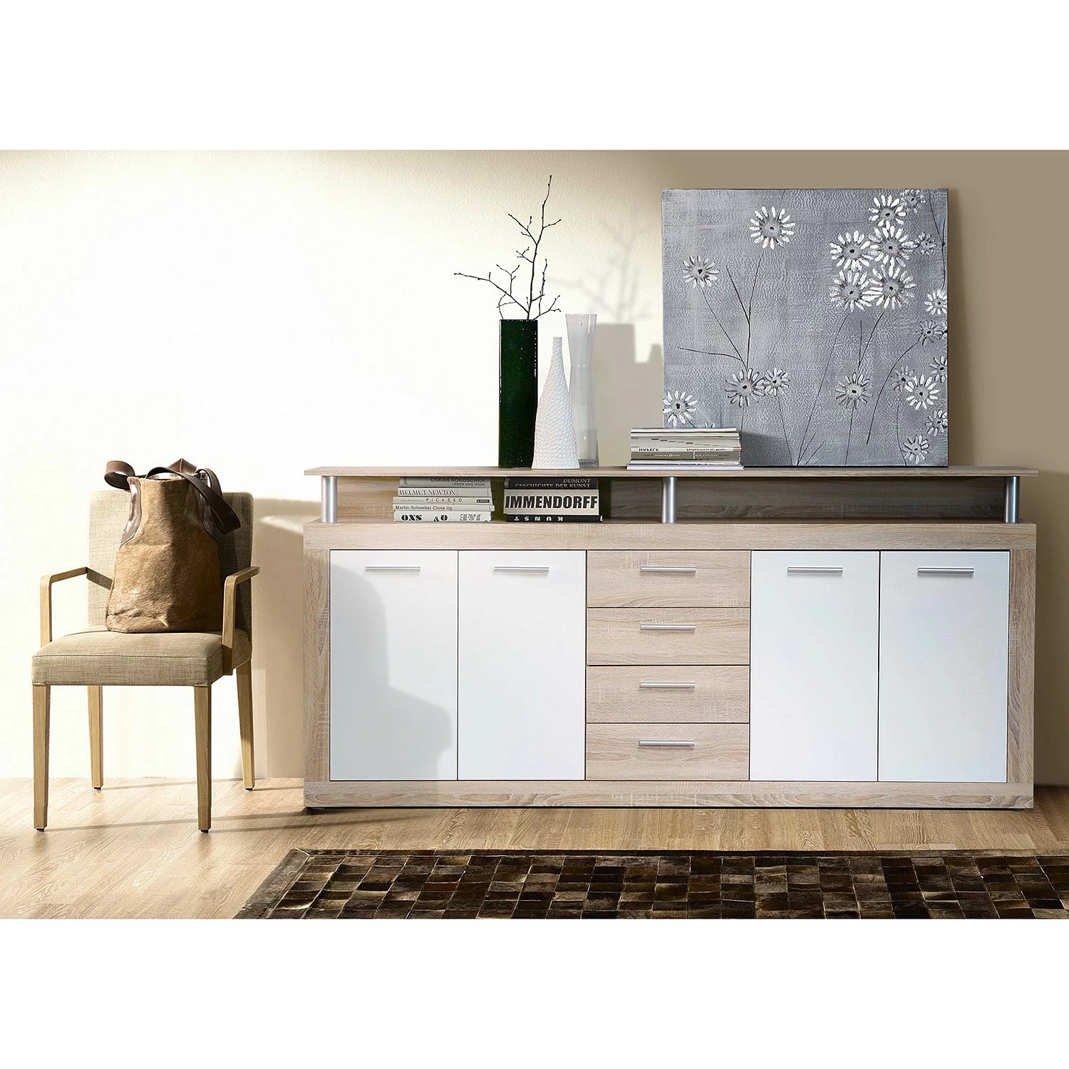 Loftscape Sideboard Parzival - Eiche Sonoma Dekor / Weiß – Bild 3