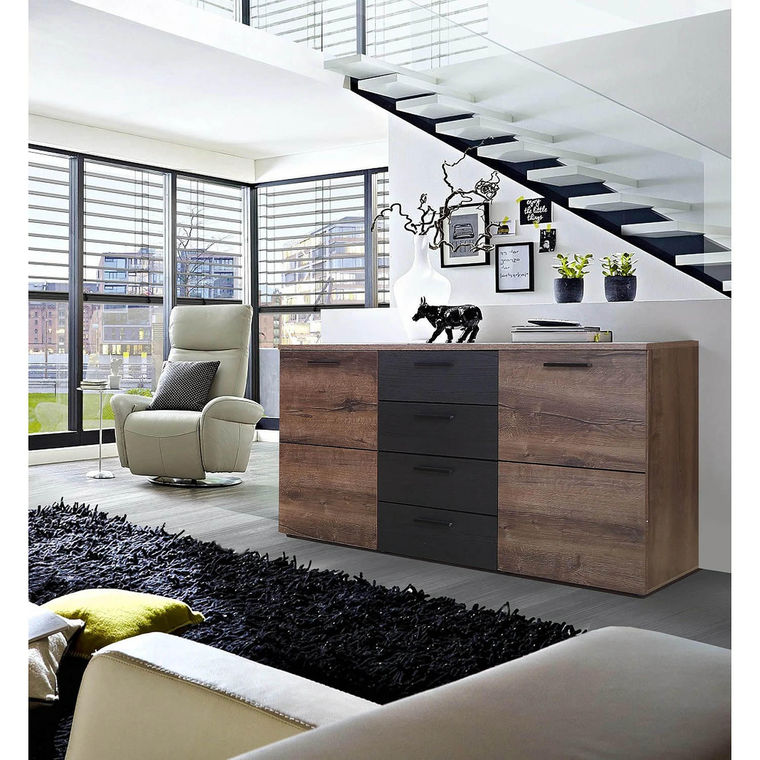 Loftscape Sideboard Uvero - Eiche Schwarz Dekor / Eiche Havanna Dekor – Bild 2