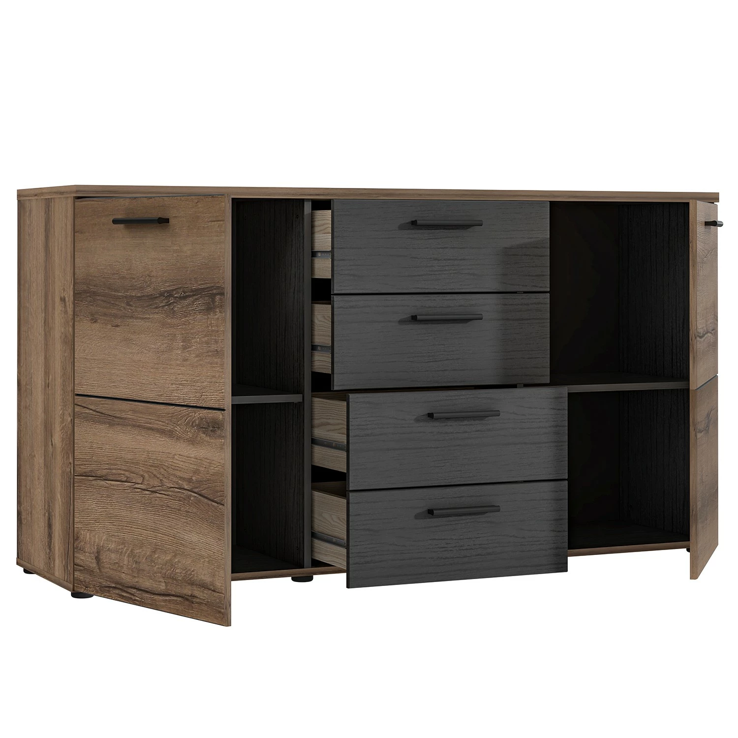 Loftscape Sideboard Uvero - Eiche Schwarz Dekor / Eiche Havanna Dekor – Bild 4